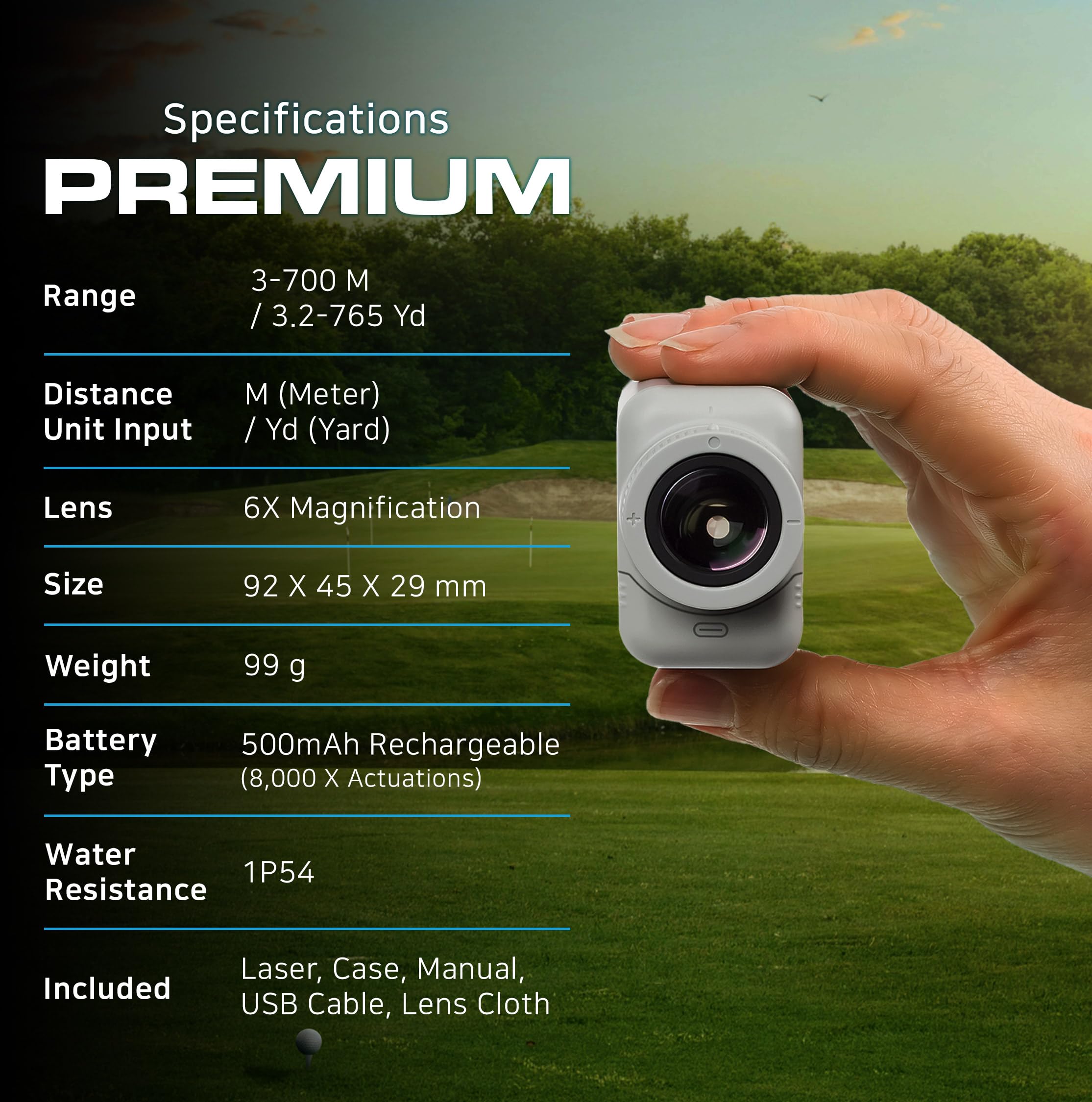 CaddyTalk Minion Golf Rangefinder with M-Slope Technology | 6X Magnification, Pin Finder, 3-700M Range, Water Resistant | 500mAh Rechargeable Battery & Case Included | Perfect Golf Gift for Men & Women (White/Grey) | Ideal for Tournament Play, Practice & Course Navigation