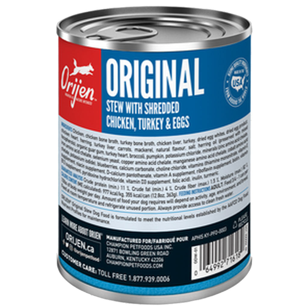 Orijen Original Stew with Chicken, Turkey & Eggs Canned Dog Food (12.8oz/363g) - Premium Grain-Free Wet Food for Adult Dogs - Perfect for Mealtime, Training Treats & Senior Dogs with Sensitive Stomachs