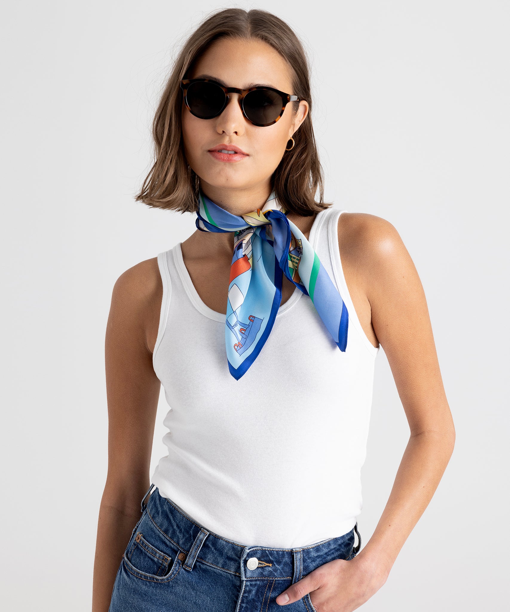 Porto Silk Bandana - Soft & Breathable Scarf for Women & Men - Fashionable Hair Accessory & Neck Wrap for Outdoor, Travel, and Everyday Style
