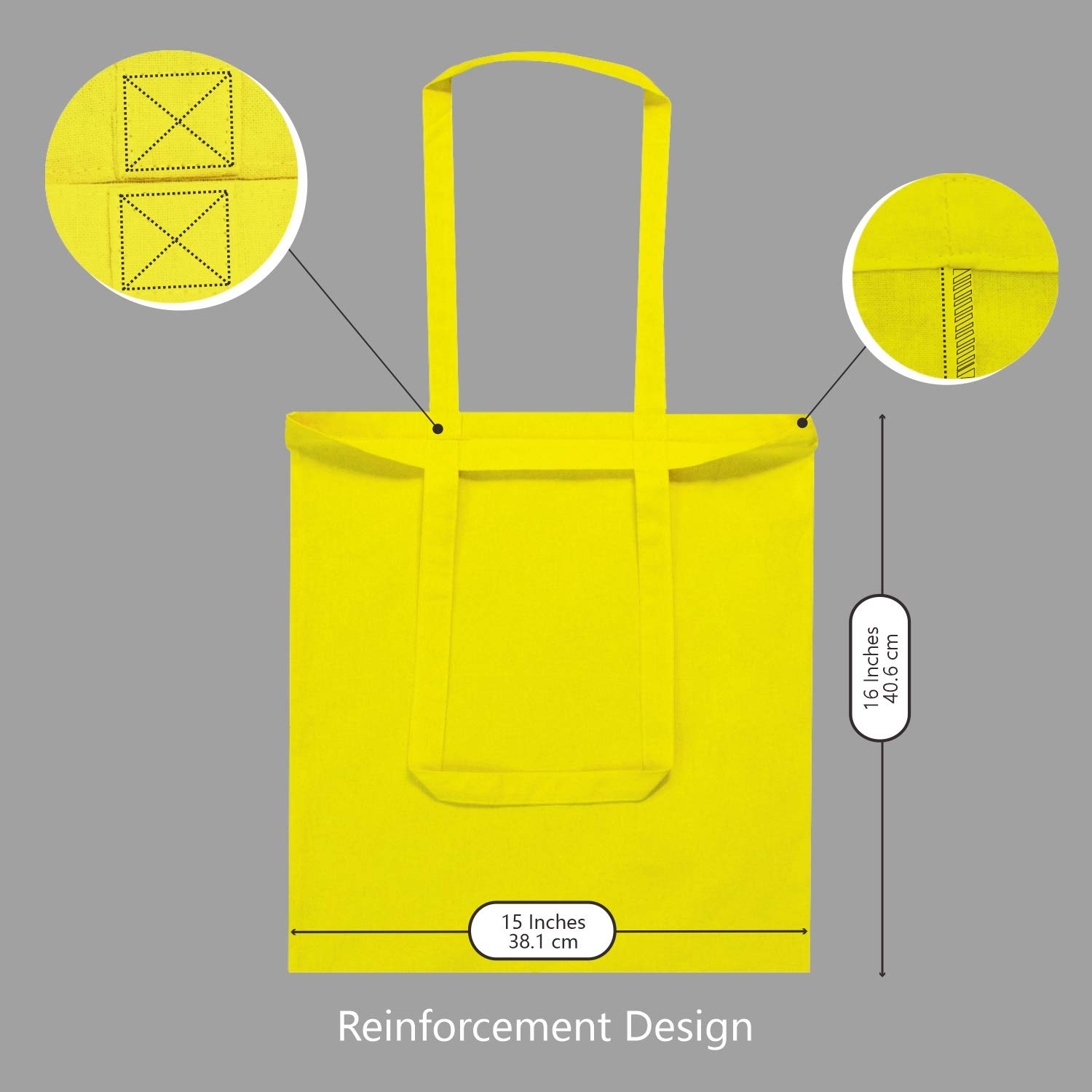 TOPDesign 24-Pack 16x15 Inch Yellow Cotton Tote Bags - Lightweight Reusable Grocery Shopping Bags for DIY, Advertising, Promotions & Gifts | Perfect for Supermarkets, Farmers Markets, Beach Trips & Eco-Friendly Activities