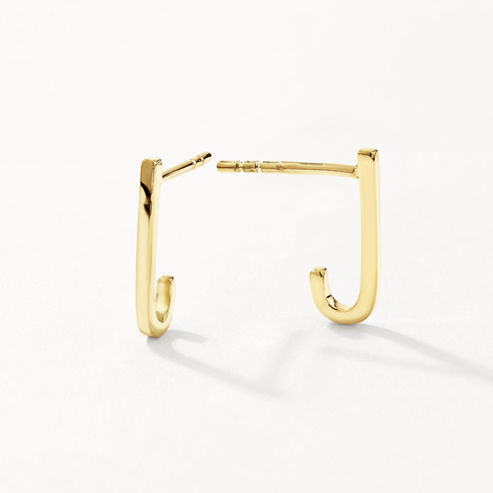 Gold Plain Suspender Half Stud Earrings - Elegant Minimalist Jewelry for Women, Perfect for Daily Wear, Office & Special Occasions