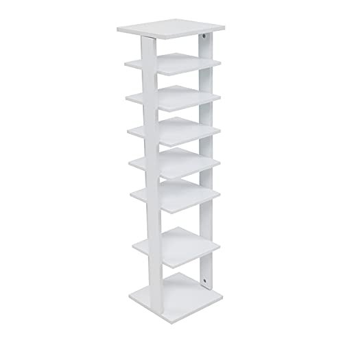 Wooden Shoe Storage Shelf Organizer - 28 x 26.7 x 101.4 cm (L x W x H) - Space Saving Shoe Rack for Closet, Entryway & Bedroom Organization
