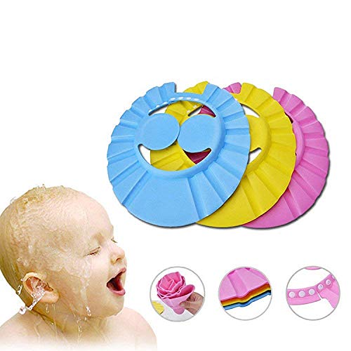Ferron Adjustable Baby Shower Cap for Hair Washing - Soft Leaves Shape Bathing Hat Protects Eyes & Ears - Waterproof Infant Toddler Hair Wash Accessory (Multicolor) - Perfect for Bath Time, Swimming & Spa Days