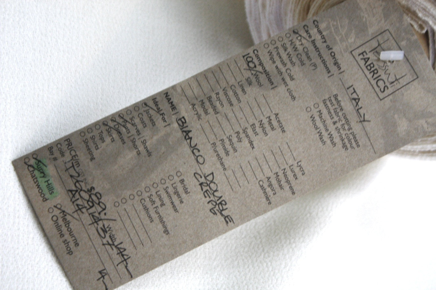 Bianco Double Crepe Fabric - Premium Quality Stretch Crepe for Dresses, Blouses & Formal Wear - Perfect for Evening Gowns, Bridal Attire & Special Occasions