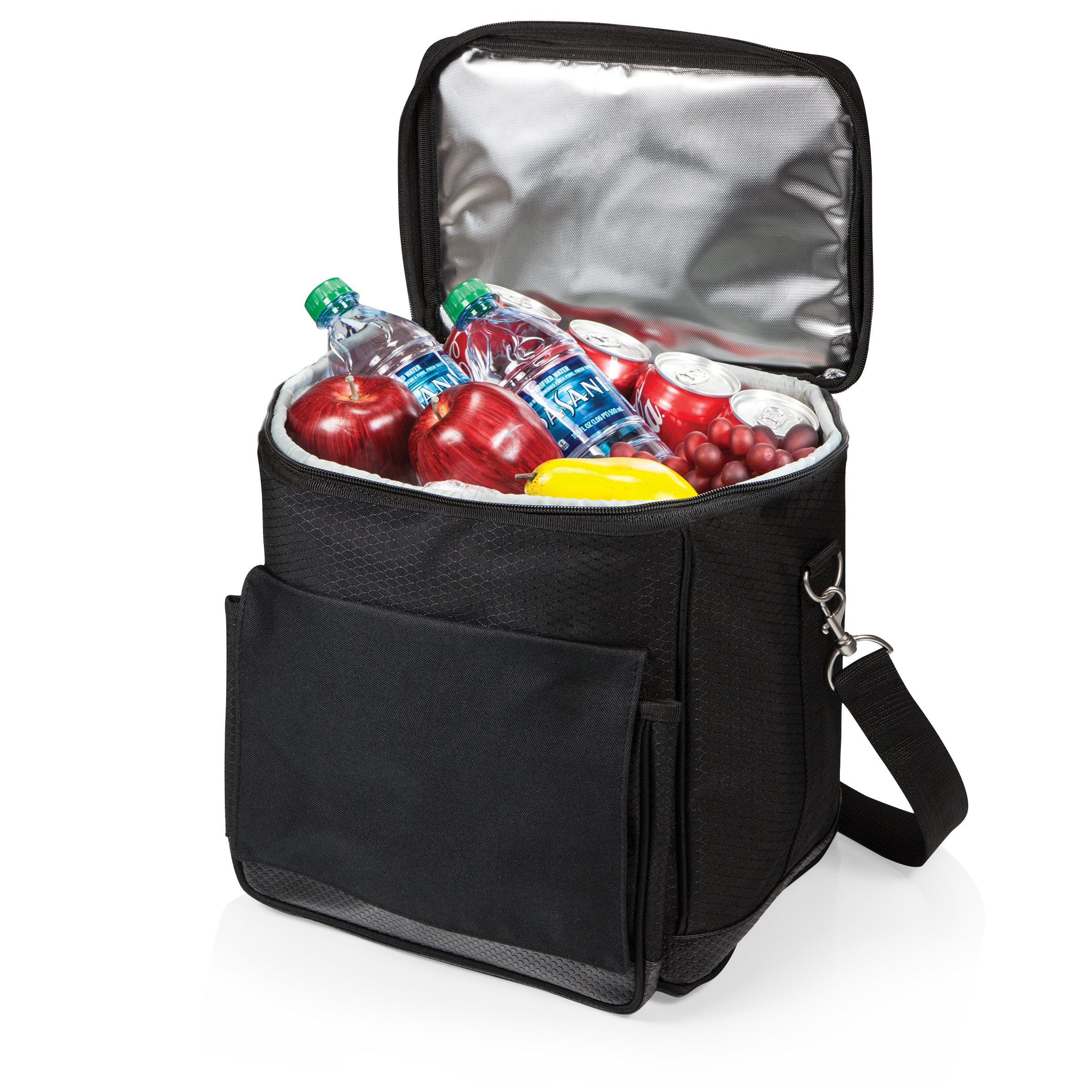 PICNIC TIME Cellar 6-Bottle Insulated Wine Carrier & Cooler Tote - Portable Water-Resistant Travel Cooler Bag for Picnics, Beach, Camping & Outdoor Events (Black with Gray Accents)