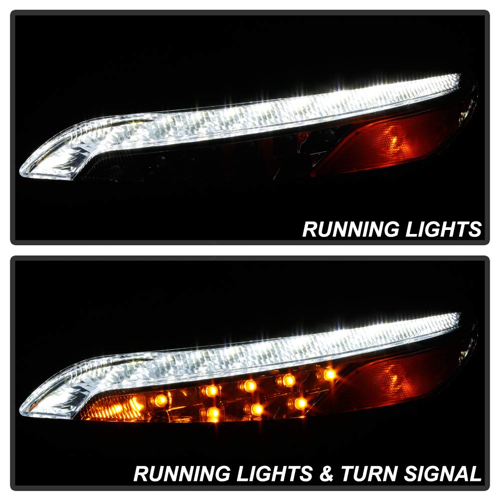 ACANII Chrome LED DRL Running Lights with LED Turn Signal Lamps for 2014-2018 Jeep Cherokee - Driver & Passenger Side Assembly | Upgrade Your Jeep's Style & Visibility for Day & Night Driving