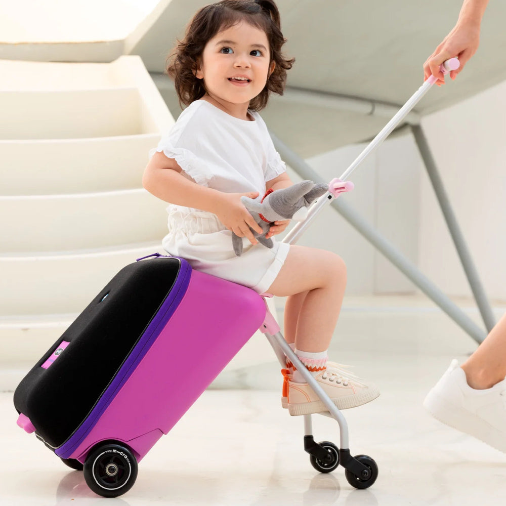 Micro Eazy Luggage Ride On - Lightweight Foldable Travel Suitcase with Wheels for Kids & Toddlers - Perfect for Airports, Vacations, and Family Trips