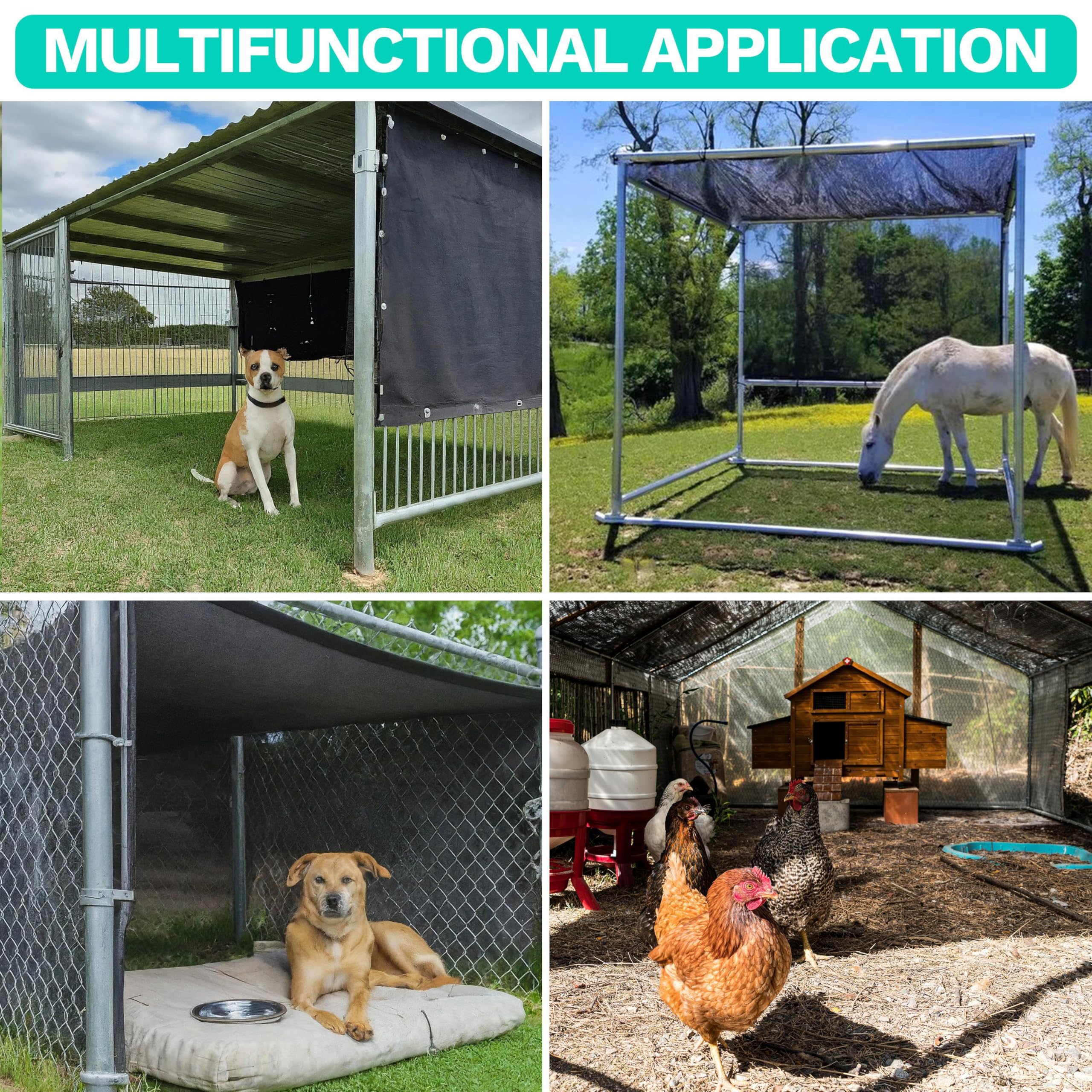 Royal Shade 6' x 4' Black 90% UV Blocking Shade Cloth - Heavy Duty Mesh Tarp with Grommets for Dog Kennel Cover, Fence Privacy Screen, Greenhouse, Chicken Coop & Pet Playpen - Custom Sizes Available - Perfect for Outdoor Shade Solutions & Garden Protection