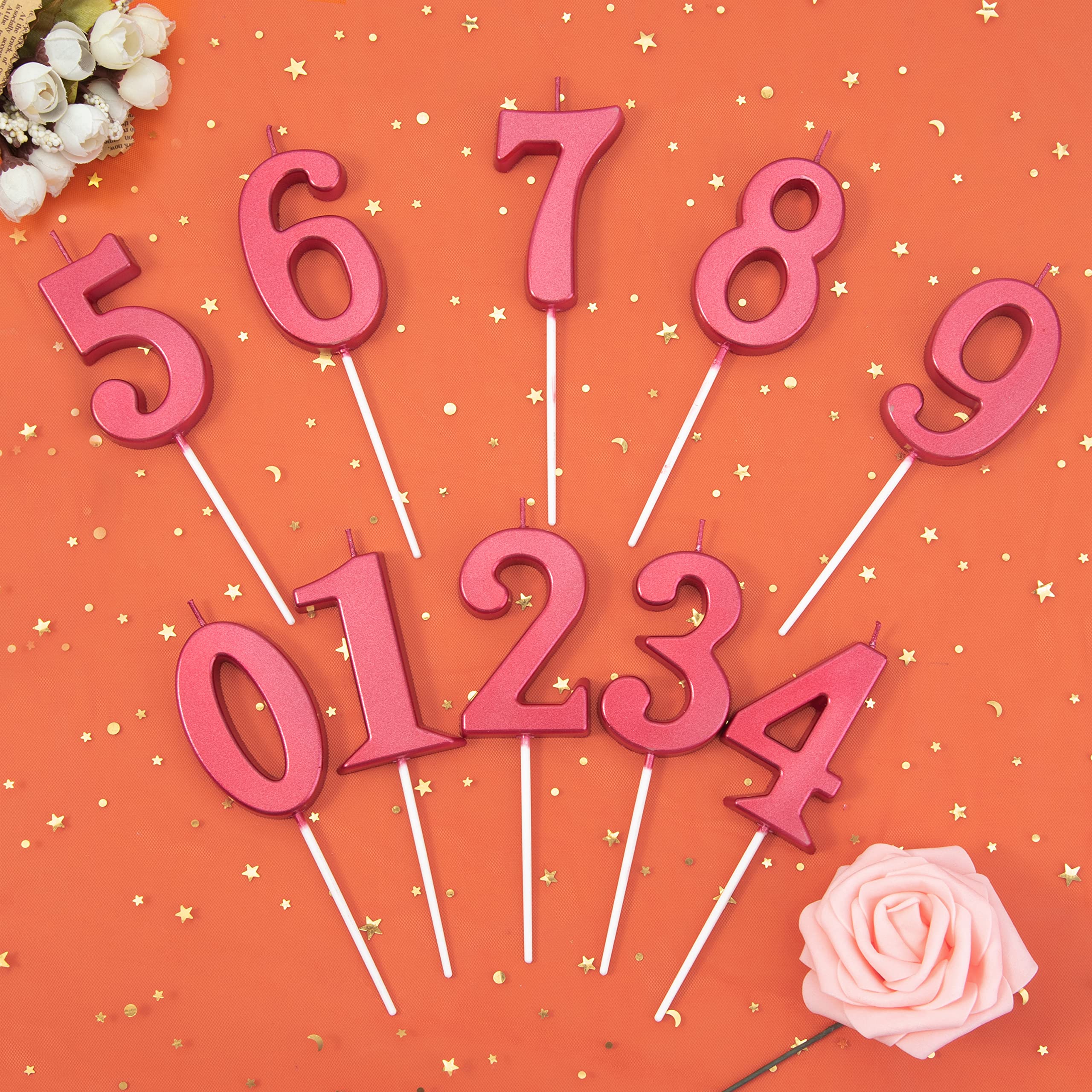 PHD CAKE 2.76 Inch Modern Red Number 3 Birthday Candles - Decorative Cake Toppers for Birthday Parties, Anniversaries & Celebrations