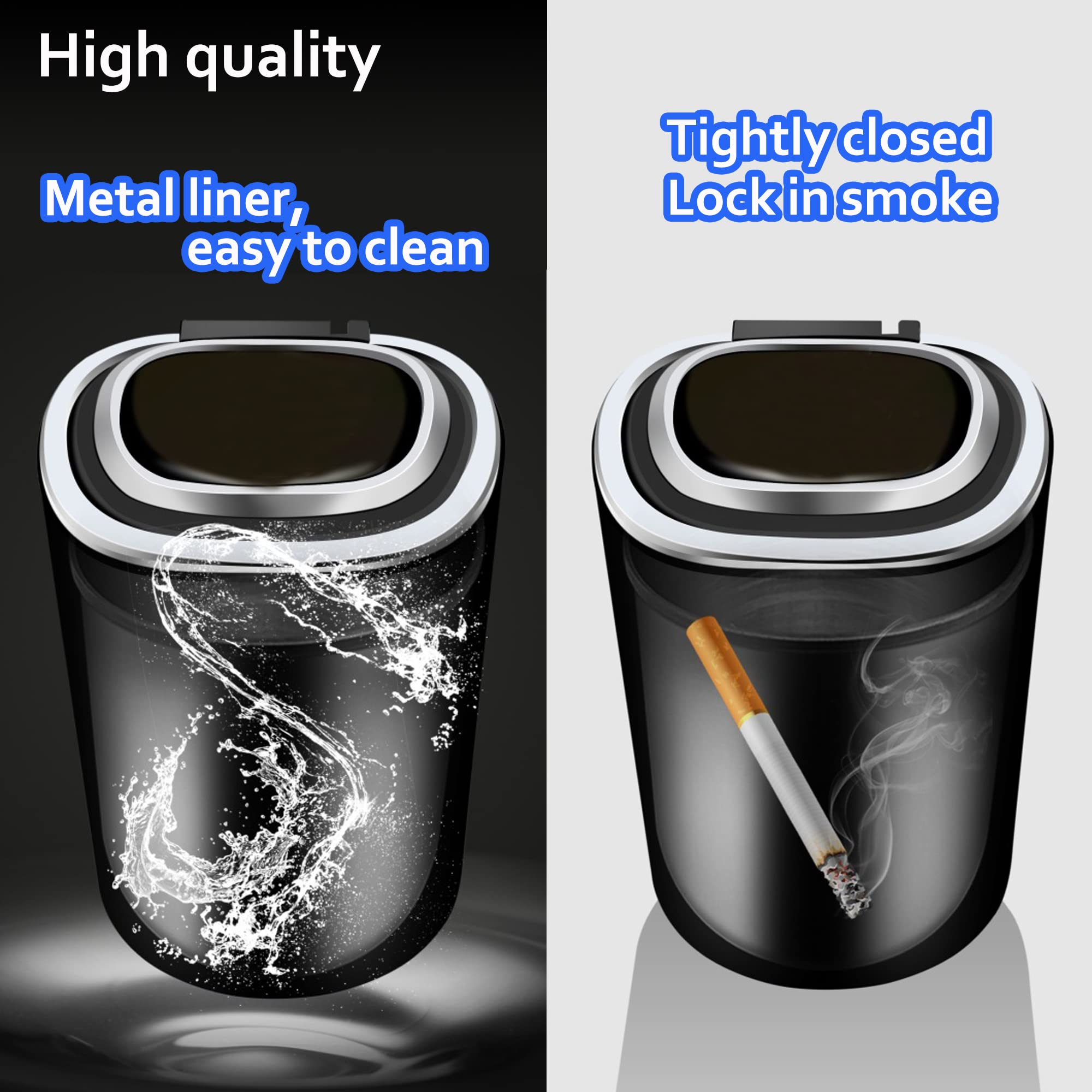 Blue LED Car Ashtray with Lid - Smokeless Cup Holder Ashtray for Auto, Women's Accessories | Perfect for Road Trips, Commuting & Smoke-Free Car Interior