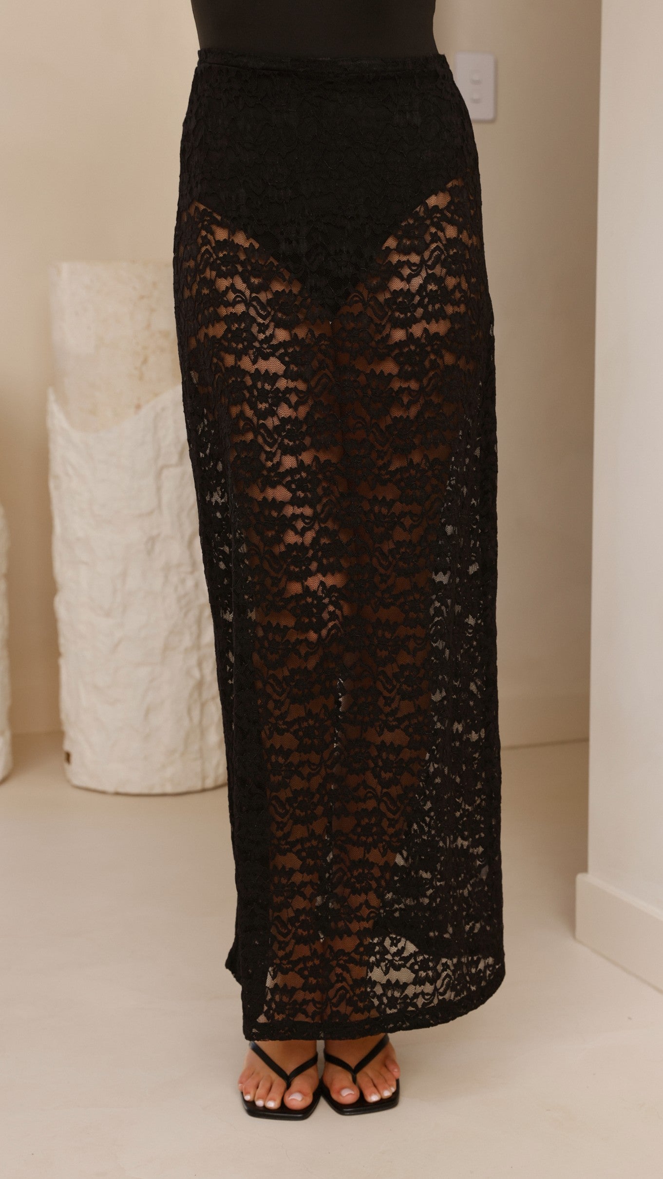 Harlene Black Lace Maxi Skirt for Women - Elegant Long Flowy Skirt for Parties, Weddings & Special Occasions