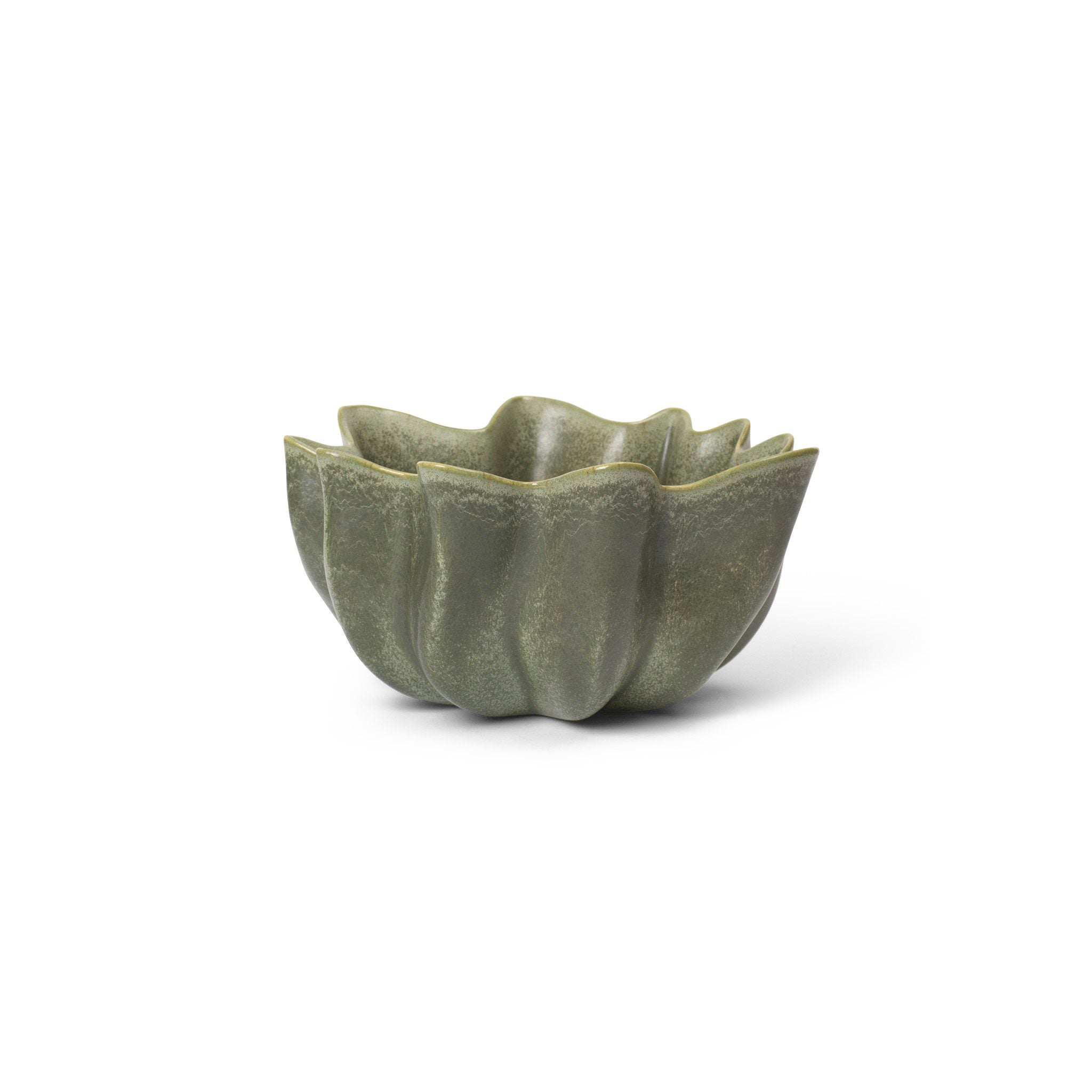 FERM LIVING Nium Bowl - Dark Sage Ceramic Serving Bowl (36cm/14.2