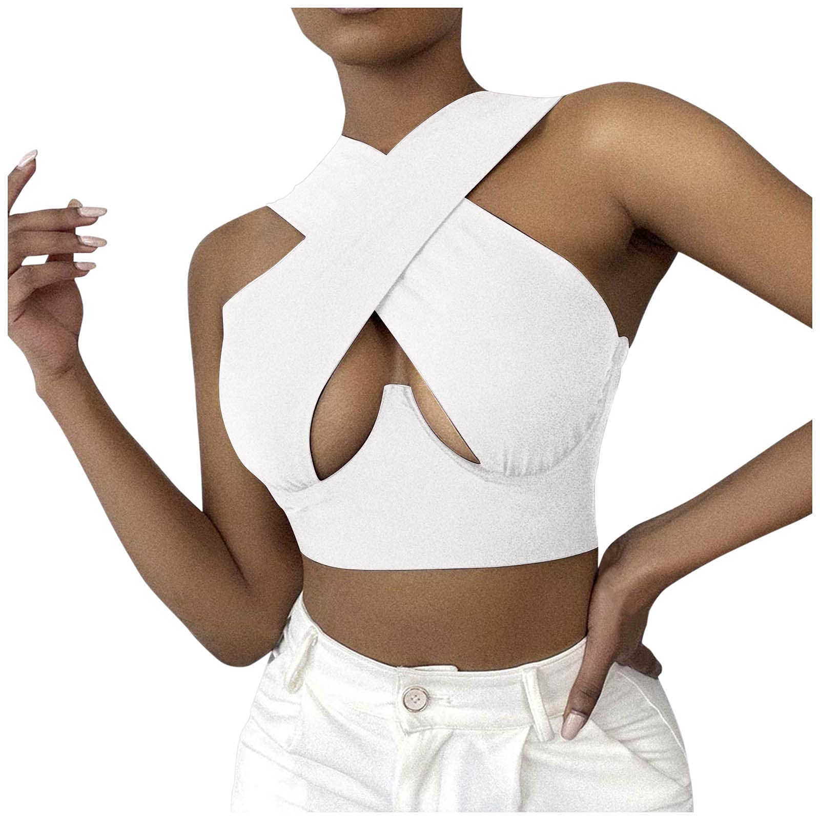 Women's Summer Halter Wrap Crisscross Solid Crop Tank Top - Breathable & Stylish for Beach, Pool, and Casual Outings