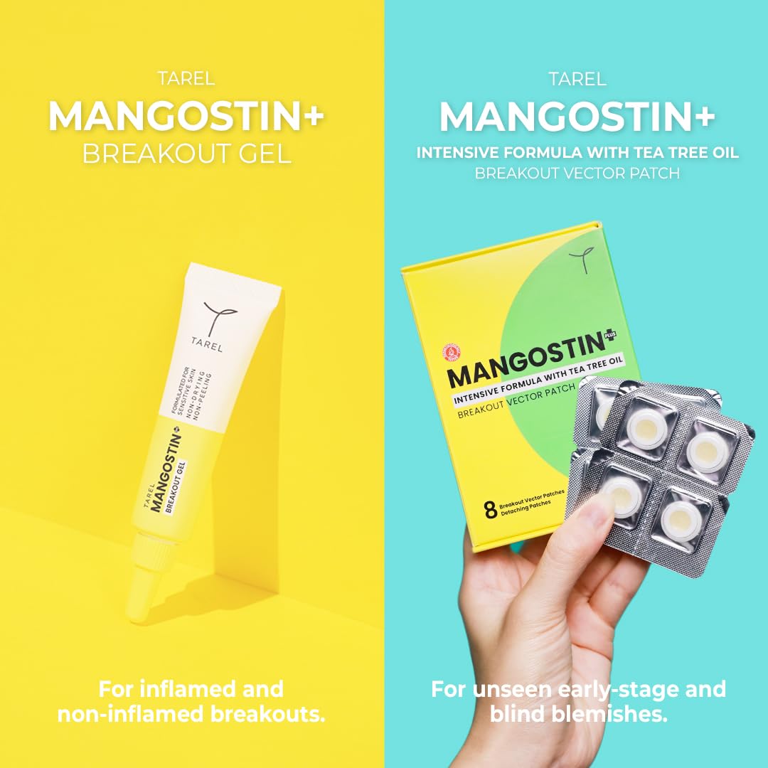 Tarel Mangostin Plus Breakout Gel - Gentle Non-Drying Acne Treatment for Sensitive & Blemish-Prone Skin (0.5 fl oz) - Perfect for Daily Skincare Routine & Overnight Spot Treatment