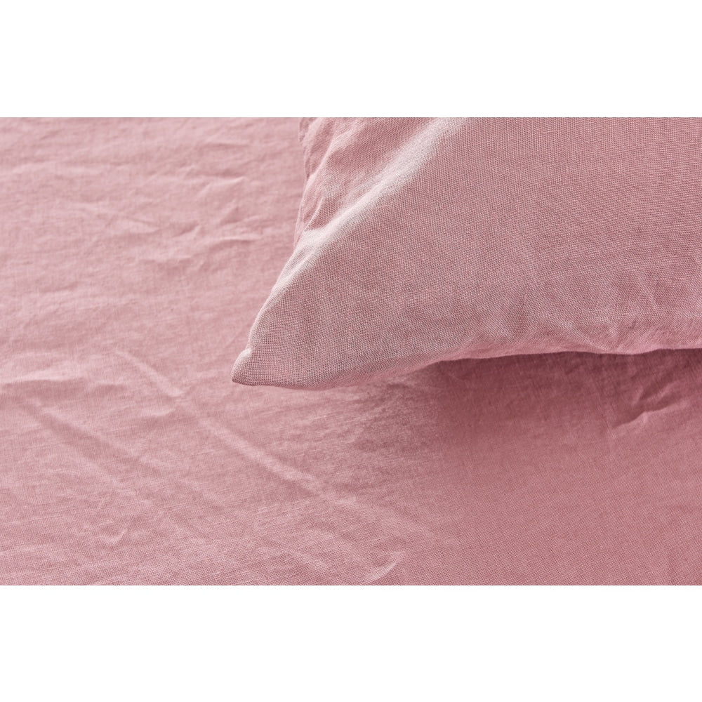 100% French Linen Bed Sheet Set - Breathable & Soft Double Size in Rose Pink | Perfect for Luxury Bedroom, Guest Room & Airbnb Stays