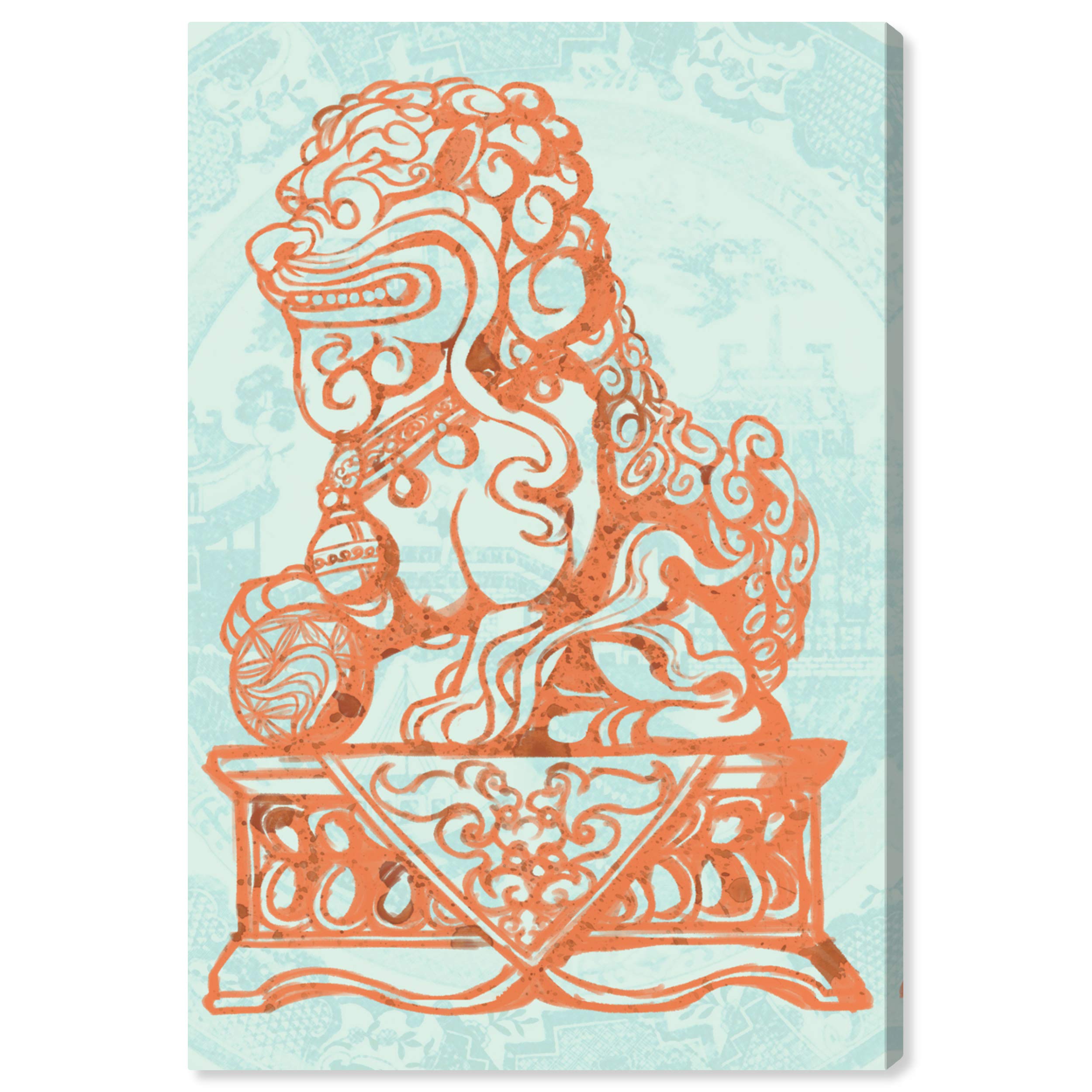 Oliver Gal Artist Co. World & Countries Wall Art Canvas Prints - 'Julianne Taylor Foo Dog Lagoon' Modern Home Decor for Living Room, Bedroom & Office