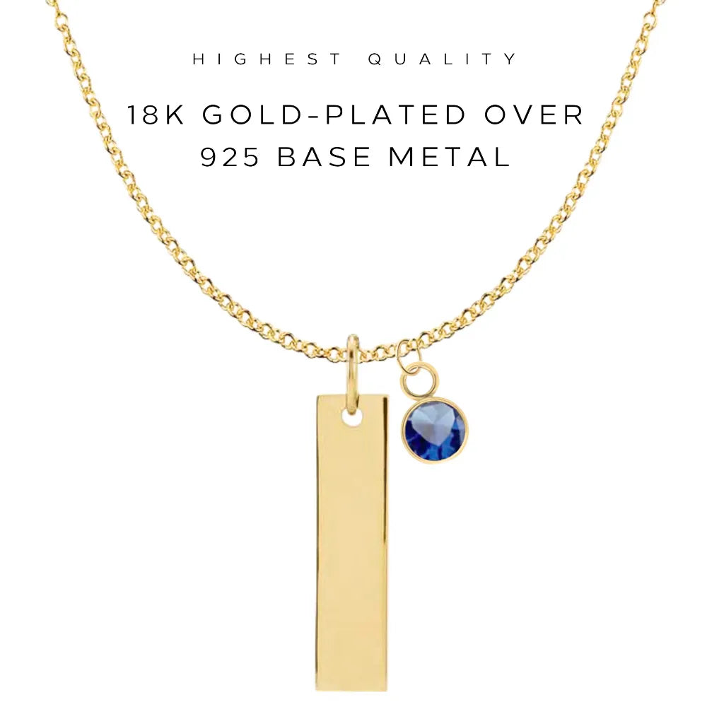 Personalized Engraved Vertical Bar Necklace - Custom Name Pendant for Women - Perfect for Anniversary, Birthday & Valentine's Day Gifts - $48.00