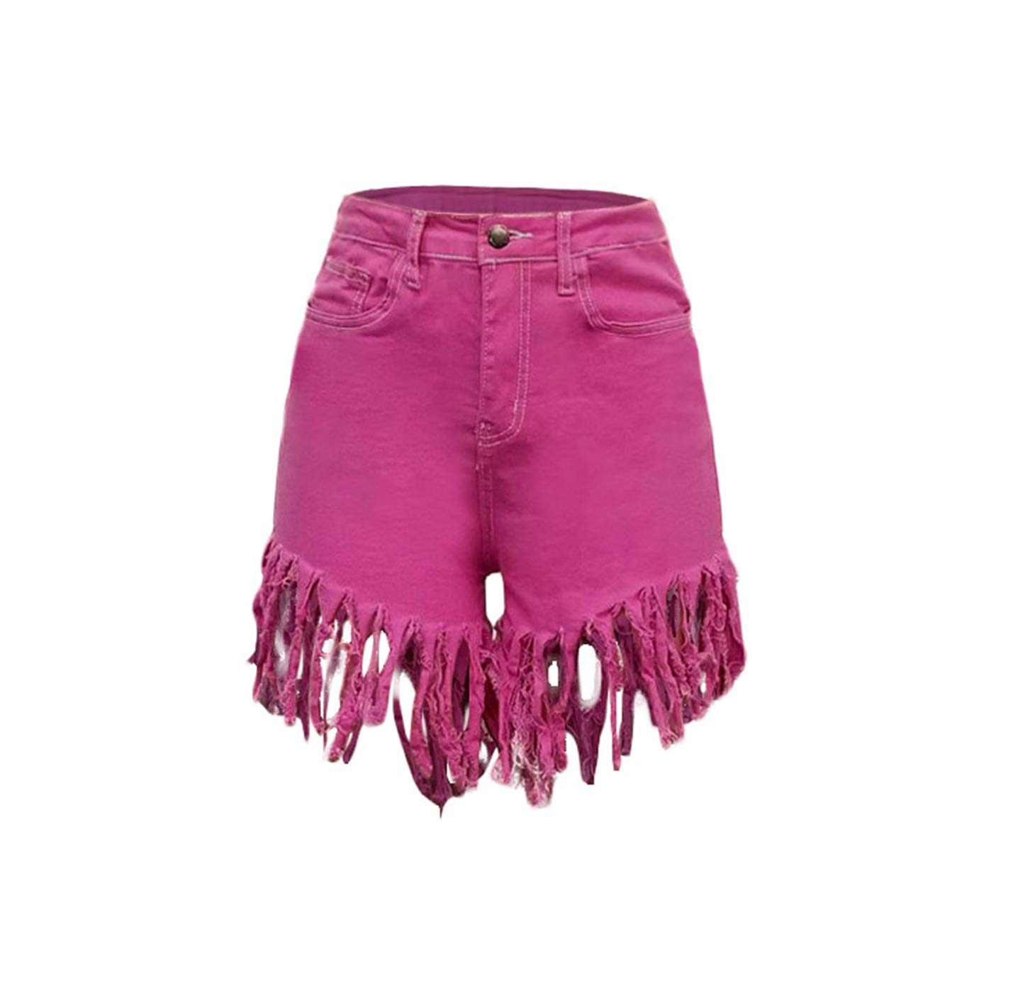SIAEAMRG Women's High Waisted Denim Shorts with Frayed Hem & Tassels - Trendy Distressed Jeans for Summer Outfits, Casual Wear, and Beach Vacations