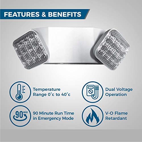 Ciata Ultra-Bright LED Emergency Lights with Battery Backup - 2 Pack Commercial & Home Use Fire Safety Lights - Durable Engineering-Grade Thermoplastic - Perfect for Power Outages, Storms & Emergency Situations