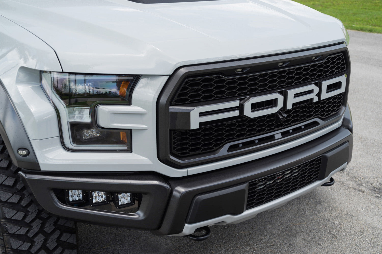 120W Triple LED Fog Light Kit with Lower Bumper Bracket & Wiring Harness - Compatible with 2017-2020 Ford Raptor | Off-Road Adventure, Night Driving, Enhanced Visibility