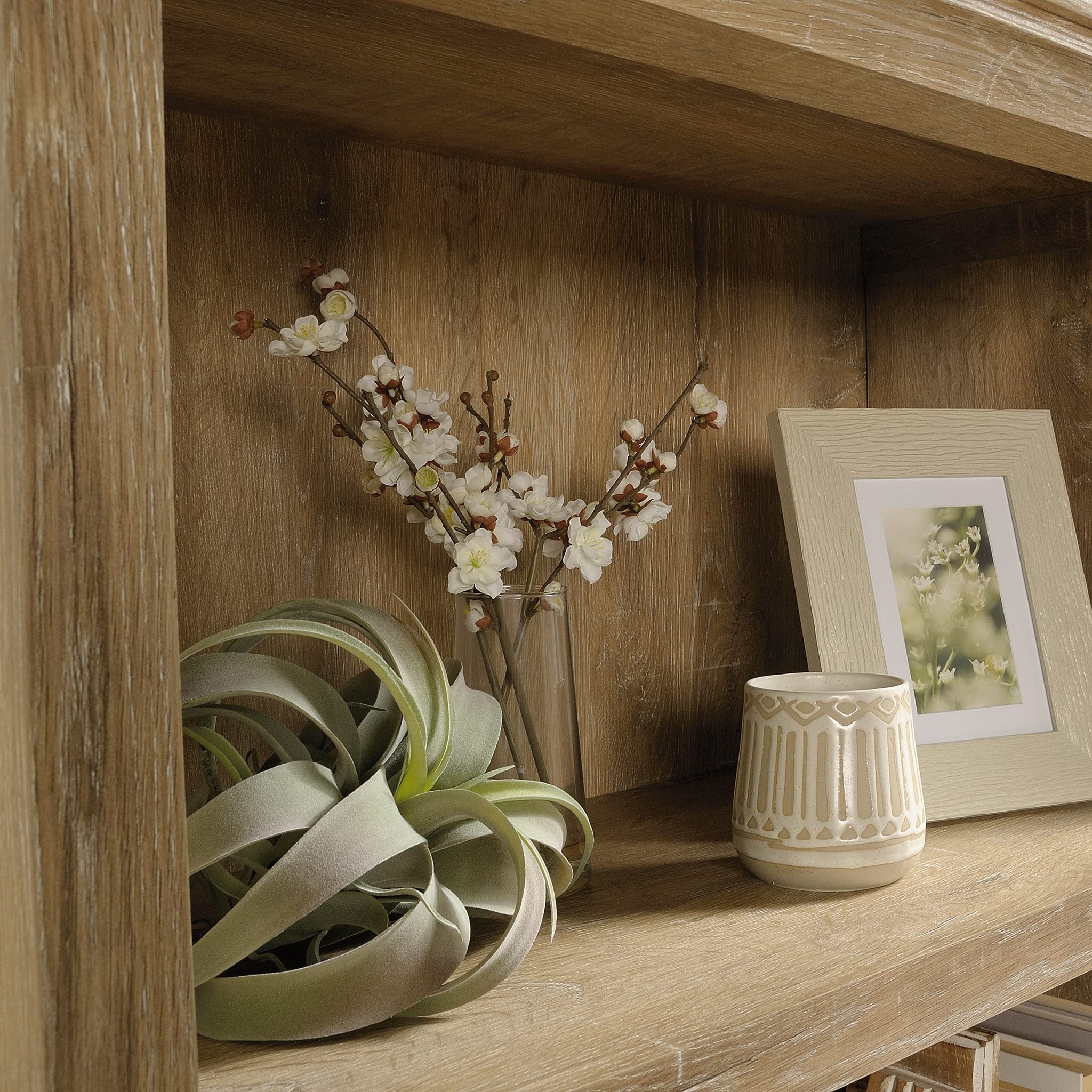 Sauder Garden Villa Tall Bookcase & Pantry Cabinet - Orchard Oak Finish - Perfect for Home Office, Living Room & Kitchen Storage