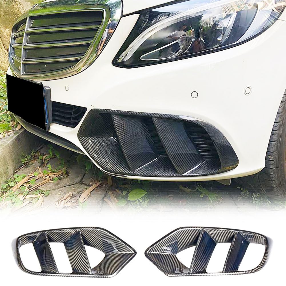 Carbon Fiber Fog Light Cover for Mercedes Benz C-Class W205 Sedan 2015-2019 | Front Bumper Canard Fender Scoop | High-Quality Replacement Part | Enhances Sporty Look & Aerodynamics (Perfect for Car Enthusiasts & Street Racing)