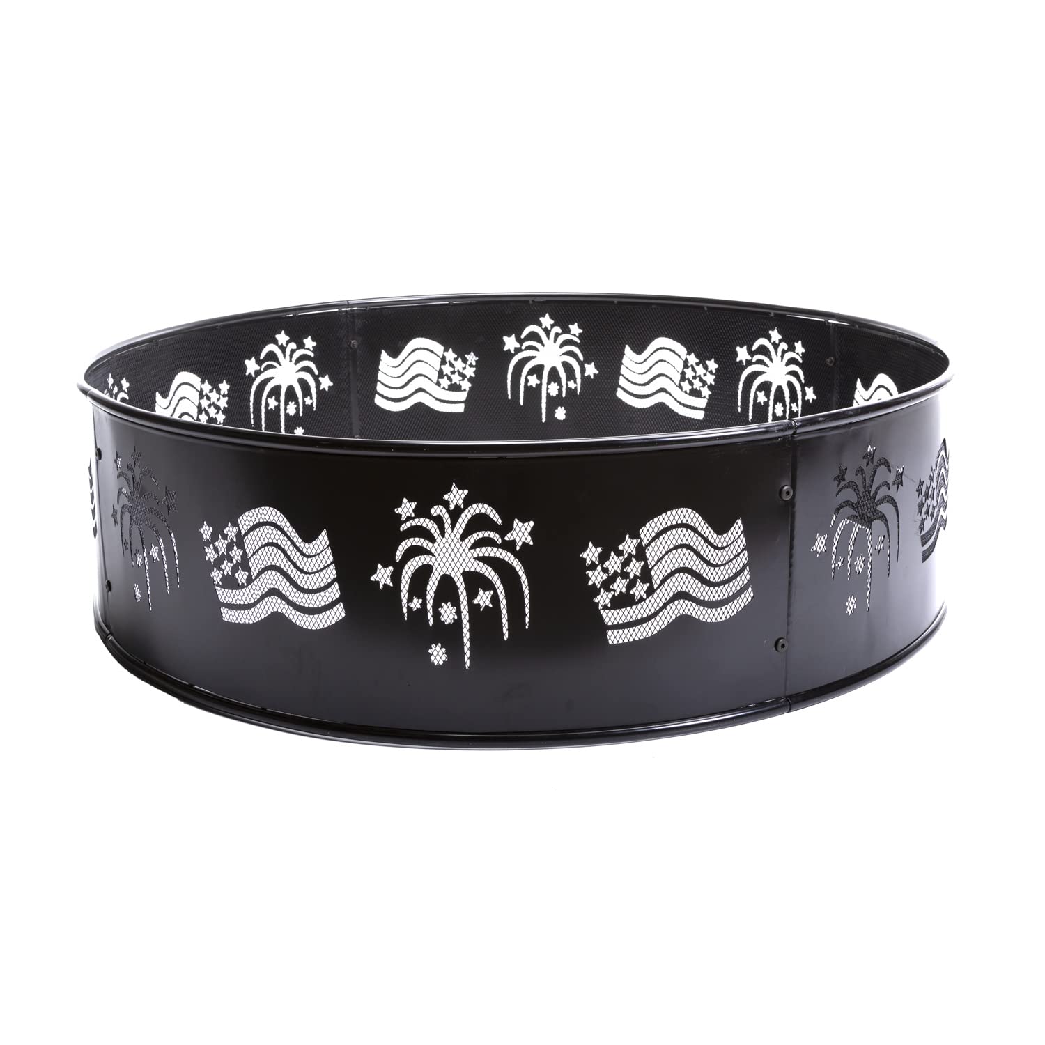Evergreen Flags and Fireworks Fire Ring - 36 x 10 x 36 Inches Outdoor Fire Pit, Heavy Duty Steel, Weather Resistant & Safe for Backyard, Camping, Patio, and Beach Bonfires