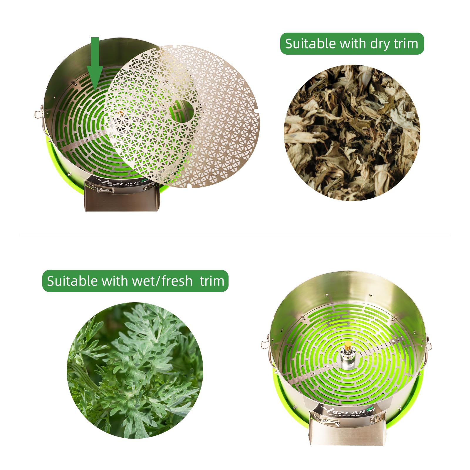 16 Inch Electric Bud Leaf Bowl Trimmer Machine for Wet & Dry Hydroponic Plants - Stainless Steel Blade with Silicone Tray - Perfect for Trimming Flowers, Buds, and Leaves in Hydroponic Gardening & Home Grow Operations