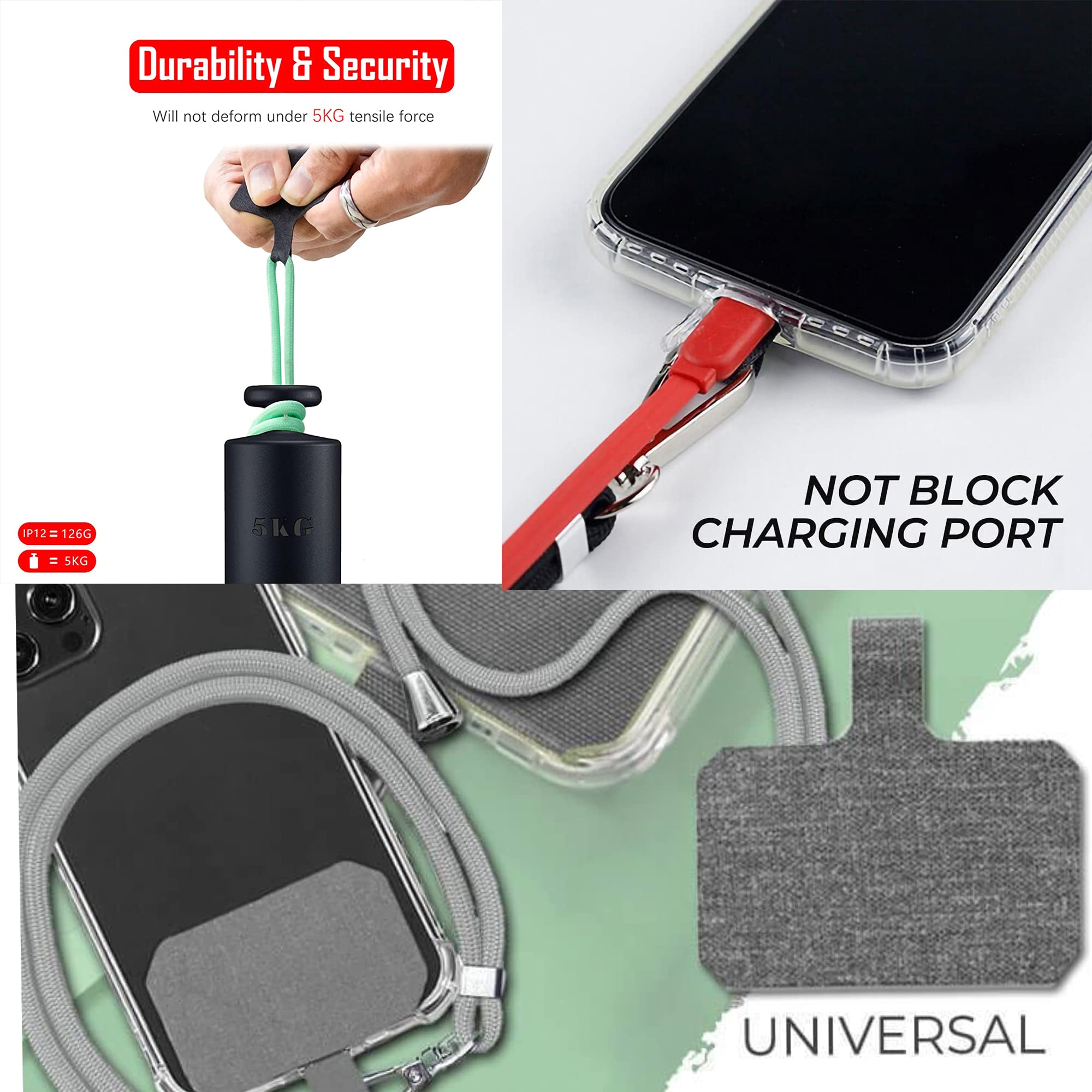 Universal Crossbody Phone Lanyard - Adjustable Nylon Strap with Patch Design for Smartphones - Perfect for Work, Travel, and Hands-Free Convenience