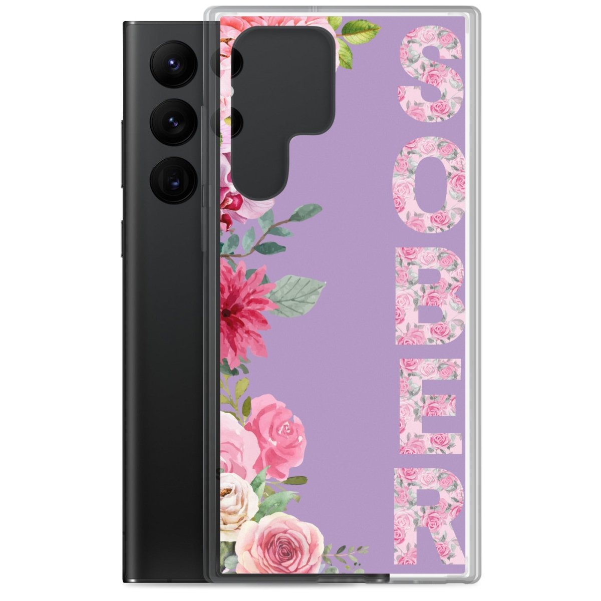SOBER Rose Gold Chinoiserie Floral Samsung Phone Case - Clear Protective Cover for Galaxy S23/S22/S21 - Stylish & Durable for Everyday Use