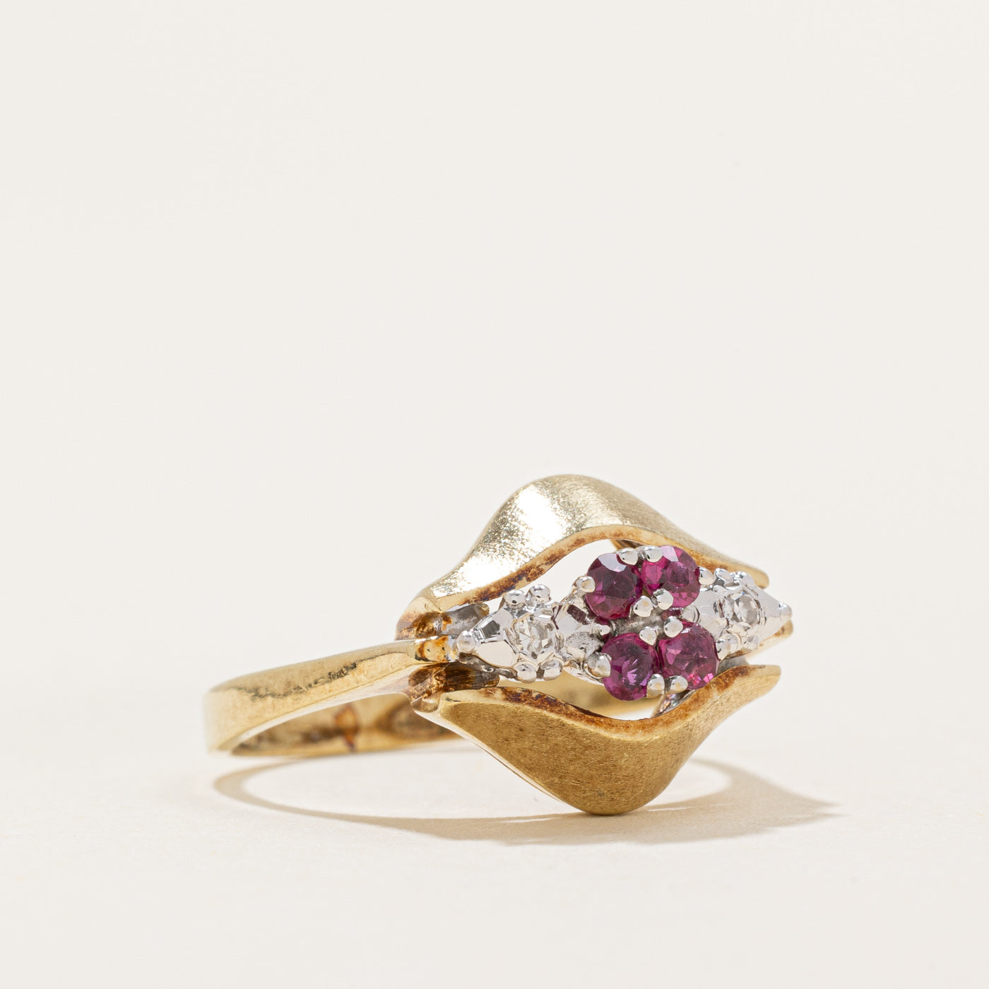 Exquisite Ruby & Diamond Cluster Ring | 0.12ctw Ruby & 0.01ctw Diamond | Size 4.75 | Perfect for Anniversary, Engagement & Special Occasions