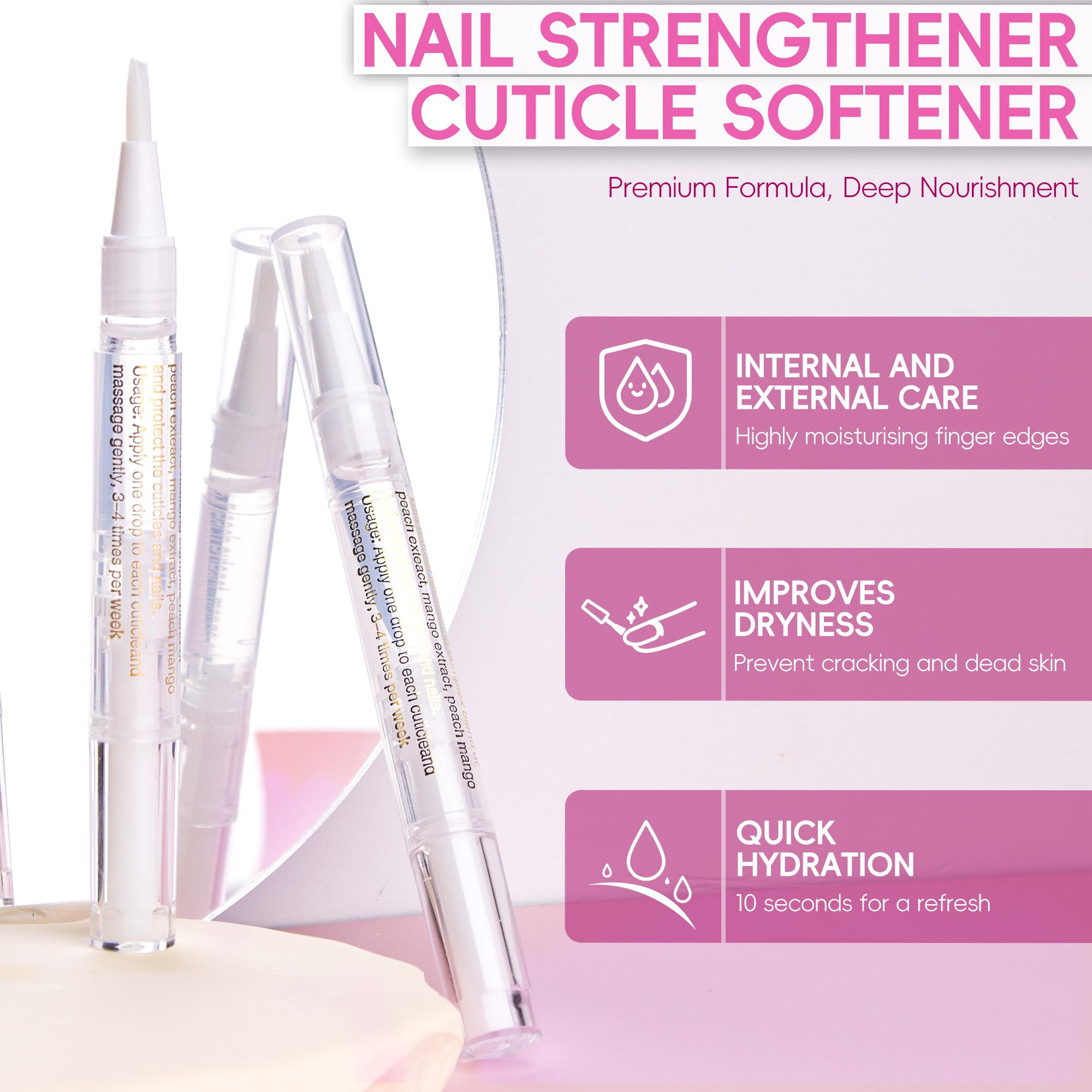 2PCS Cuticle Oil Pen for Nails - Nail Care Oil Pen with Nail File - Moisturizing Cuticle Treatment to Prevent Dryness, Cracking & Hangnails - Deep Nourishment (Lily & Aloe Flavor) - Perfect for At-Home Manicures & Professional Nail Salons