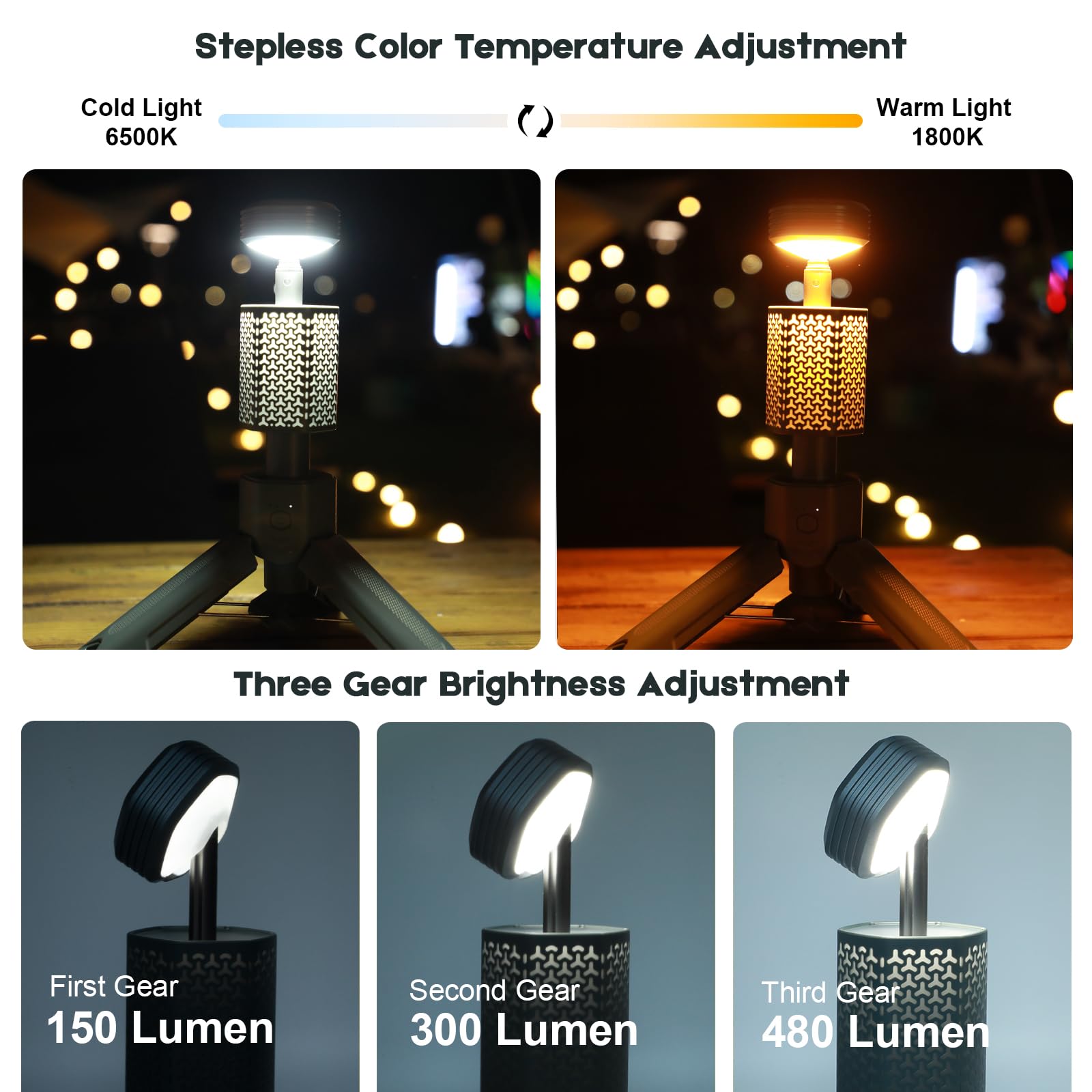 Rechargeable 7800mAh LED Camping Lantern with Telescopic Handle, Magnetic Base & Waterproof Design - Perfect for Outdoor Adventures, Emergency Lighting & Night Work Scenes