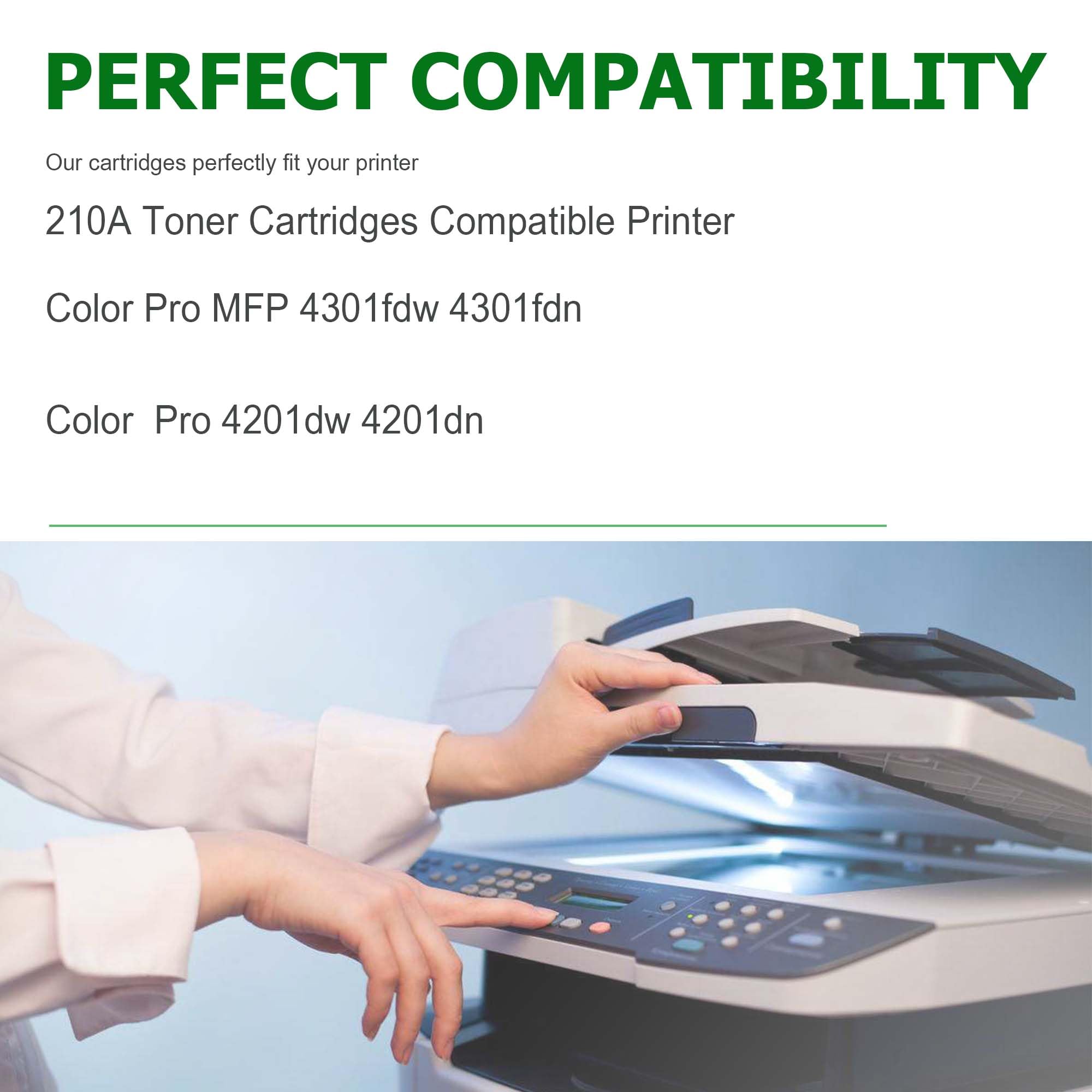 210A Toner Cartridges 4-Pack (Black, Cyan, Yellow, Magenta) - Compatible with HP Color MFP 4301fdw/4301fdn/Pro 4201dw/4201dn Series Printers | High-Yield Replacement Ink for Office & Home Printing, Documents, Photos & Presentations
