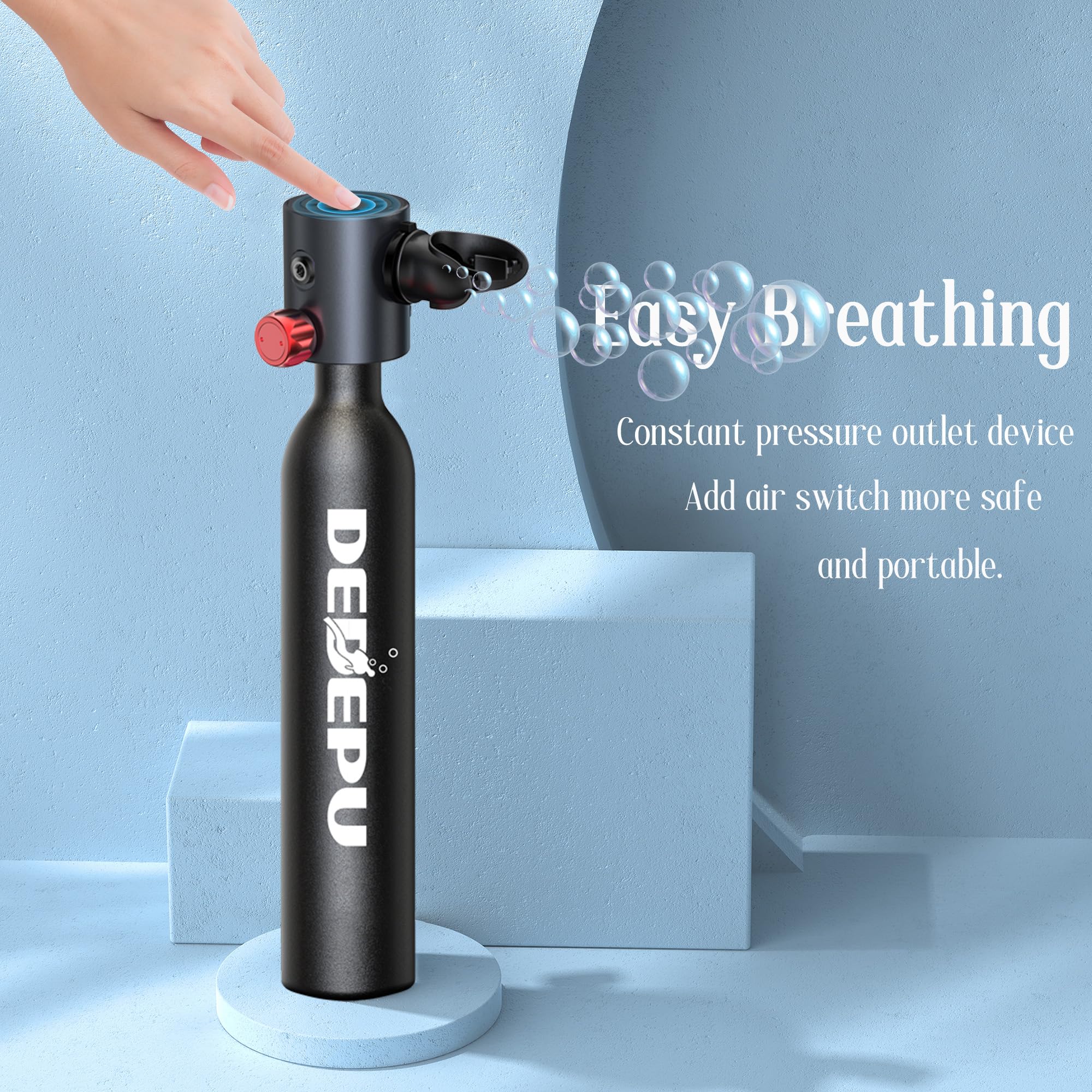 DEDEPU 0.5L Mini Scuba Tank - Portable Dive Oxygen Tank with 5-10 Minutes Underwater Time - Compact Scuba Diving Gear for Snorkeling, Pool Training & Emergency Backup