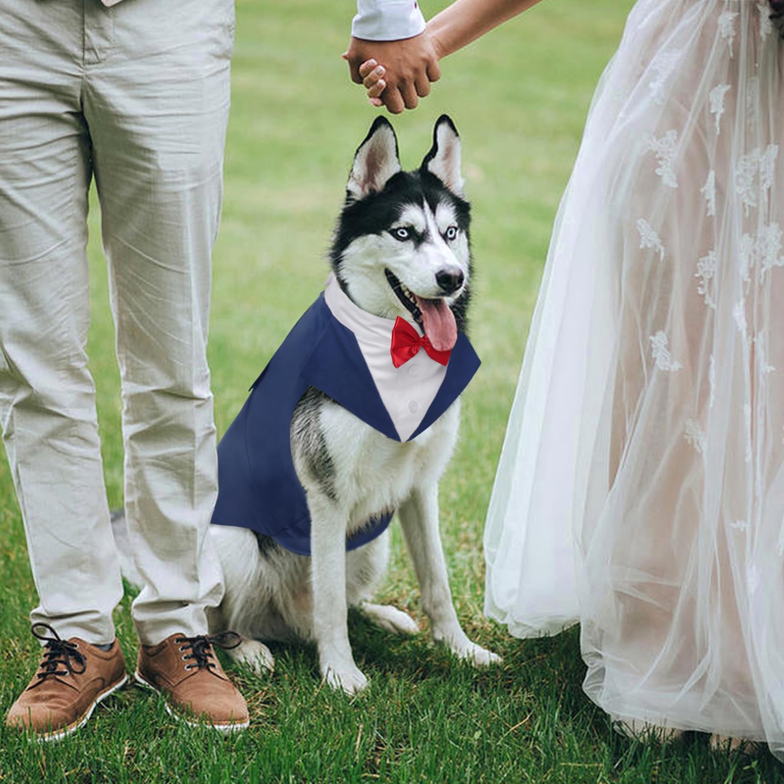 Kuoser Dog Tuxedo Suit & Bandana Set - Formal Wedding Attire for Large & Medium Dogs (Golden Retriever, Samoyed, Bulldog) - Perfect for Weddings, Parties & Special Occasions