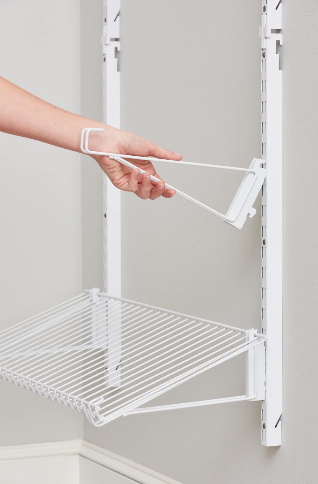 Rubbermaid Customizable Wall Mount Shoe Organizer Shelf - White - Space Saving Storage for Shoes, Hats, Bags - Perfect for Closet, Bedroom, Laundry Room, Entryway Organization