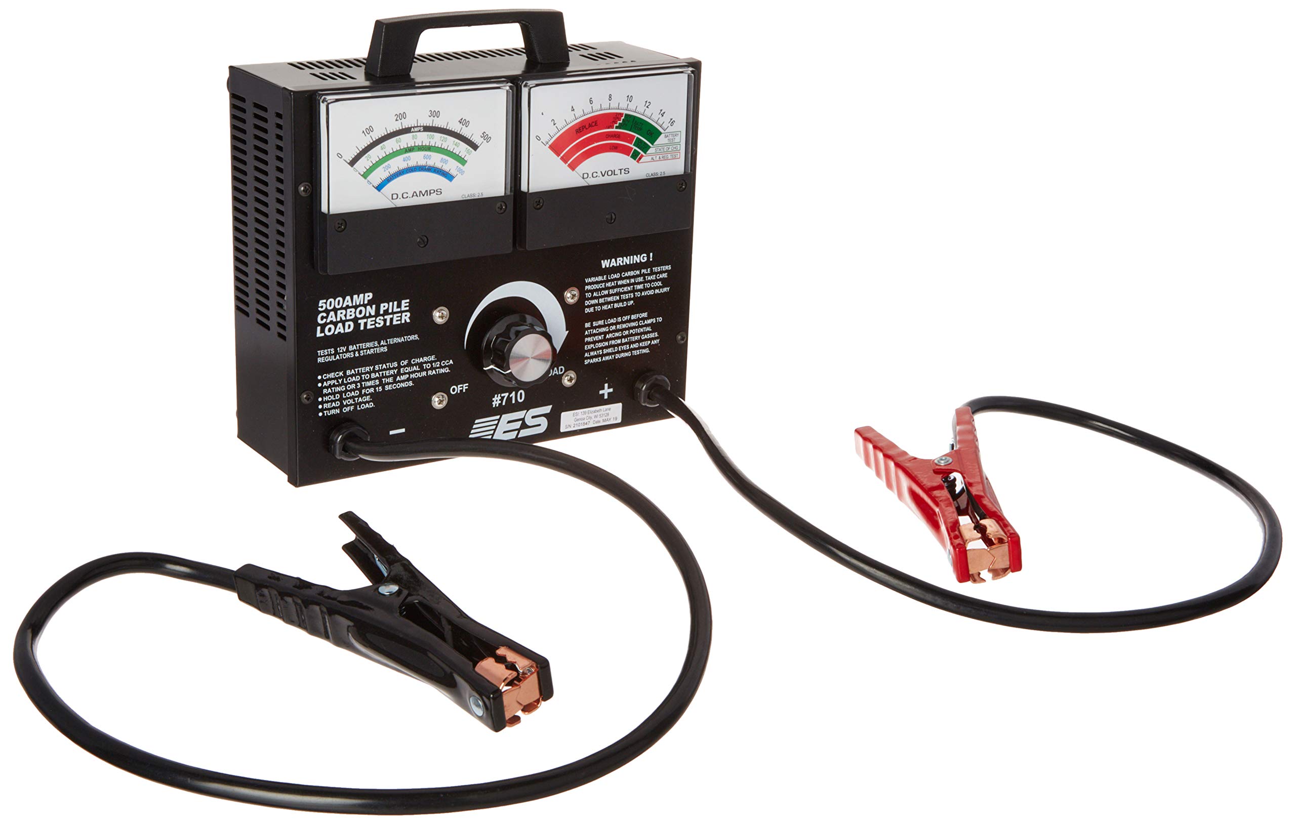 ESI 710 500 Amp Carbon Pile Load Tester - Heavy Duty Battery & Alternator Testing for Cars, Trucks & Marine Vehicles - Perfect for Auto Shops, Mechanics & DIY Enthusiasts