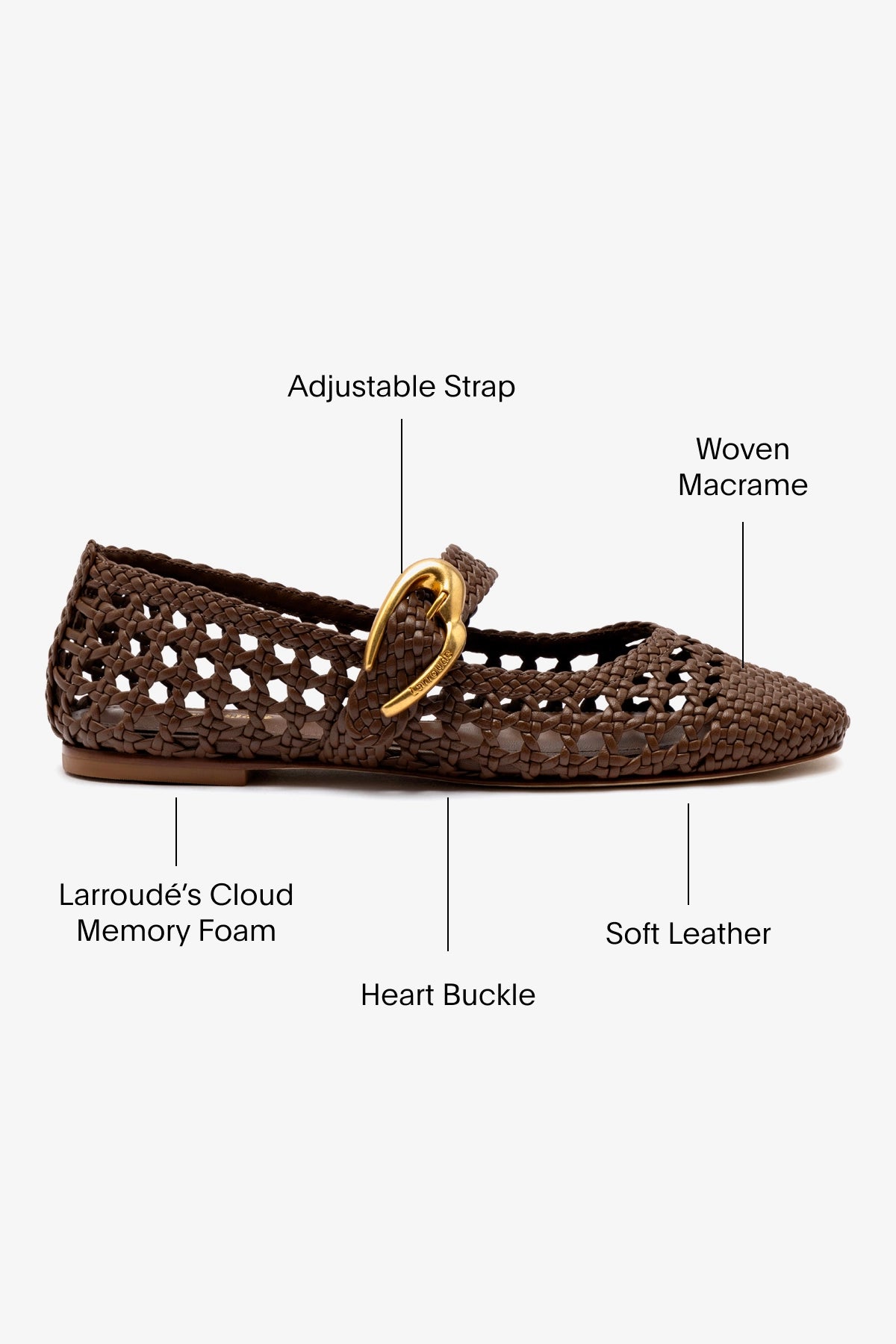 Verona Macrame Ballet Flat Shoes for Women - Soft Burnt Umber Leather Slip-On Loafers | Comfortable Casual & Office Wear