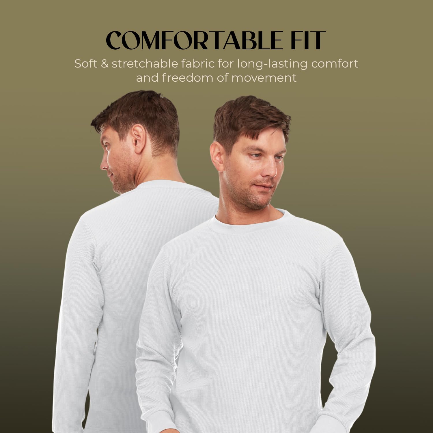 JMR Men's Heavyweight Waffle Thermal Shirt - 100% Cotton Long Sleeve Base Layer - Warm & Breathable Winter Shirt for Outdoor Activities, Hiking, and Cold Weather Workwear