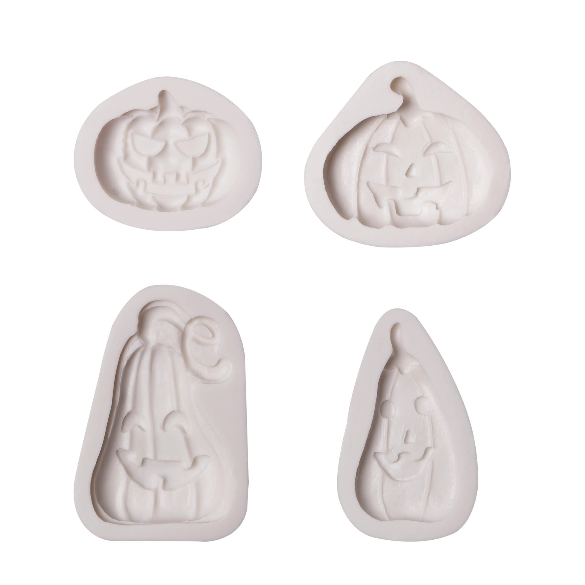 4Pcs Halloween Silicone Pumpkin Chocolate Molds - Ghost Shaped Baking Molds for Candy, Cake, Cupcake, Cookie, Jelly, Pudding, Fondant & Resin DIY Crafts - Perfect for Halloween Party Decorations & Baking Gifts