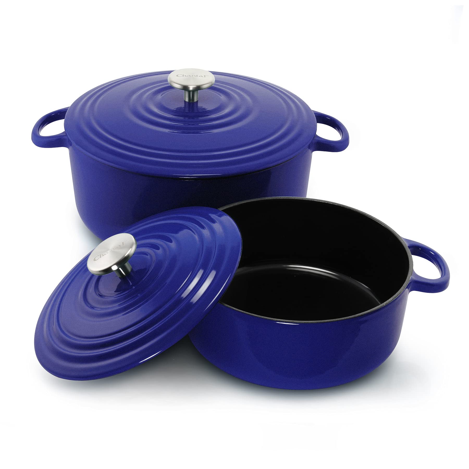 Premium Chantal Enameled Cast Iron Cookware 4-Piece Set - Cobalt Blue - Durable Kitchen Essentials for Baking, Roasting & Stovetop Cooking