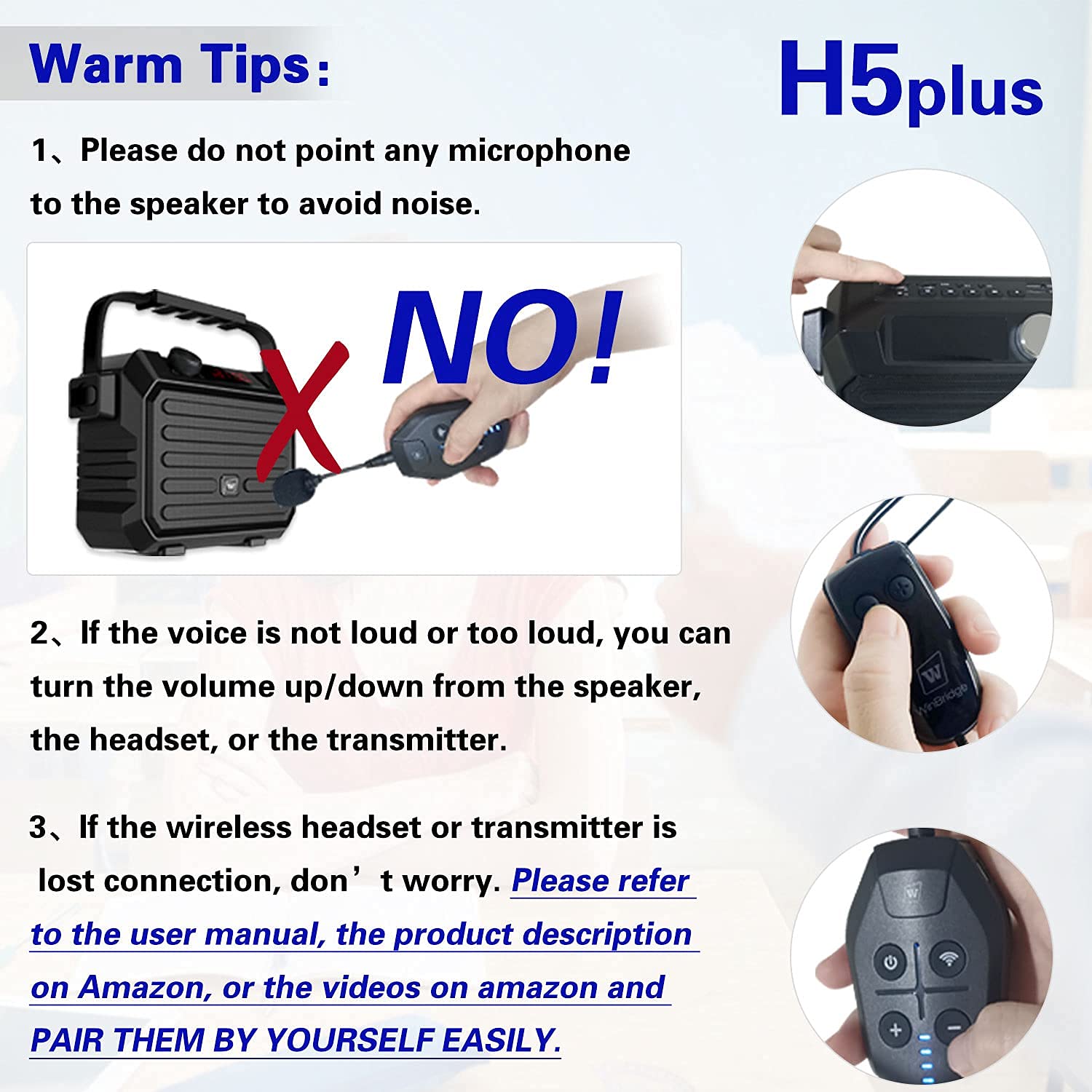 30W Wireless PA System with Bluetooth - Rechargeable Portable Megaphone & Speaker with Wireless Headset & Lavalier Microphone for Teachers, Outdoor Events, Public Speaking, and Classroom Presentations
