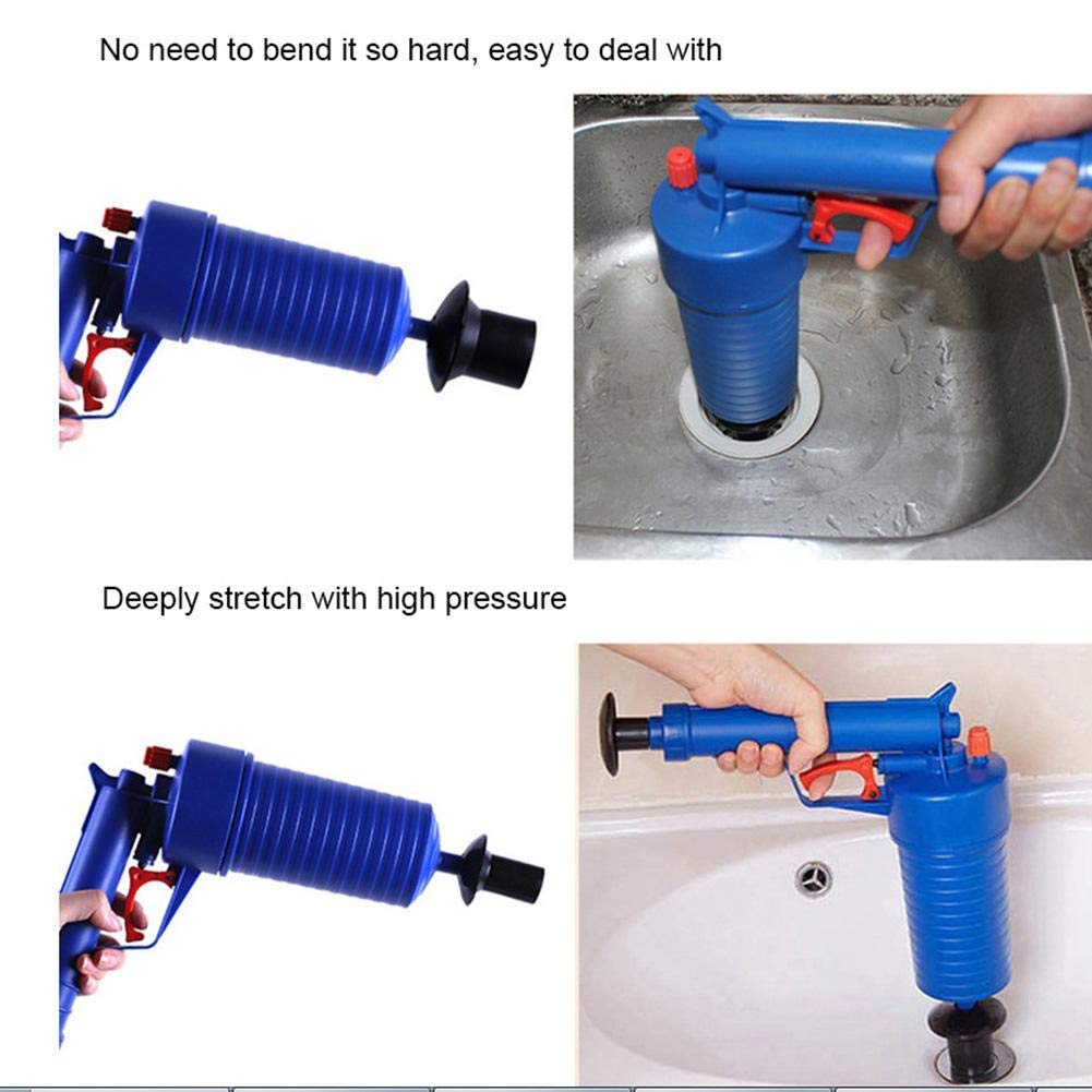 High Pressure Air Drain Blaster - Powerful Drain Clog Remover & Sink Plunger for Bathroom, Toilet, Shower, Kitchen - Unclog Pipes Fast in Bathtubs, Sinks & Drains - Ideal for Home Plumbing Emergencies & Routine Maintenance
