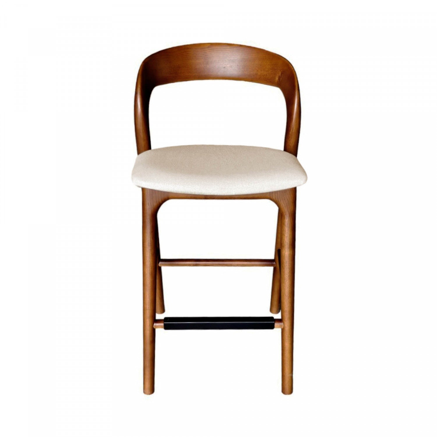 Brivonne Modern Counter Stool with Walnut Frame - Adjustable Height Bar Stool for Kitchen Island, Breakfast Nook & Home Decor