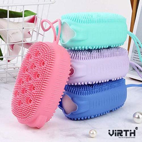 Virth® Silicone Body Brush - Soft Exfoliating Shower Brush for Kids & Adults - Gentle Back Scrubber Alternative - Perfect for Bubble Bath & Spa Days (Great for Sensitive Skin & Deep Cleansing)