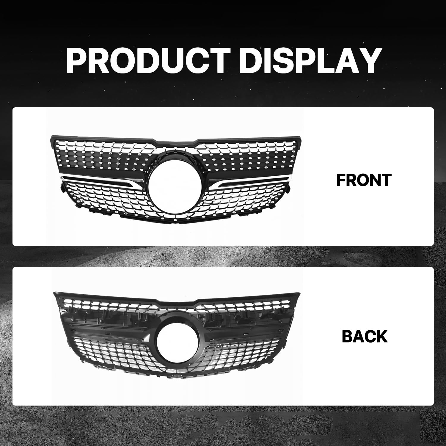 KARPAL Diamond Front Grill Chrome Compatible with 2013-2015 Mercedes-Benz X204 GLK-CLASS Silver | Premium Car Grille Upgrade for Enhanced Style & Performance | Perfect for Car Enthusiasts & Custom Builds