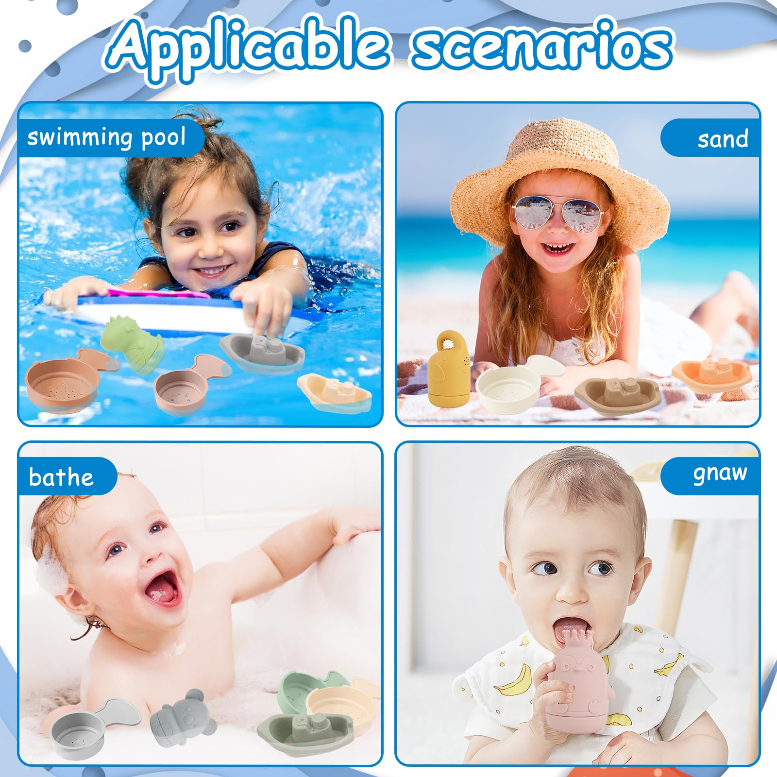 UOY Baby Water Toys for 1+ Year Old - Safe Silicone Bath Toys for Toddlers & Kids - Fun Water Play Gifts for Boys & Girls - Perfect for Bathtime, Pool, Beach & Outdoor Water Activities