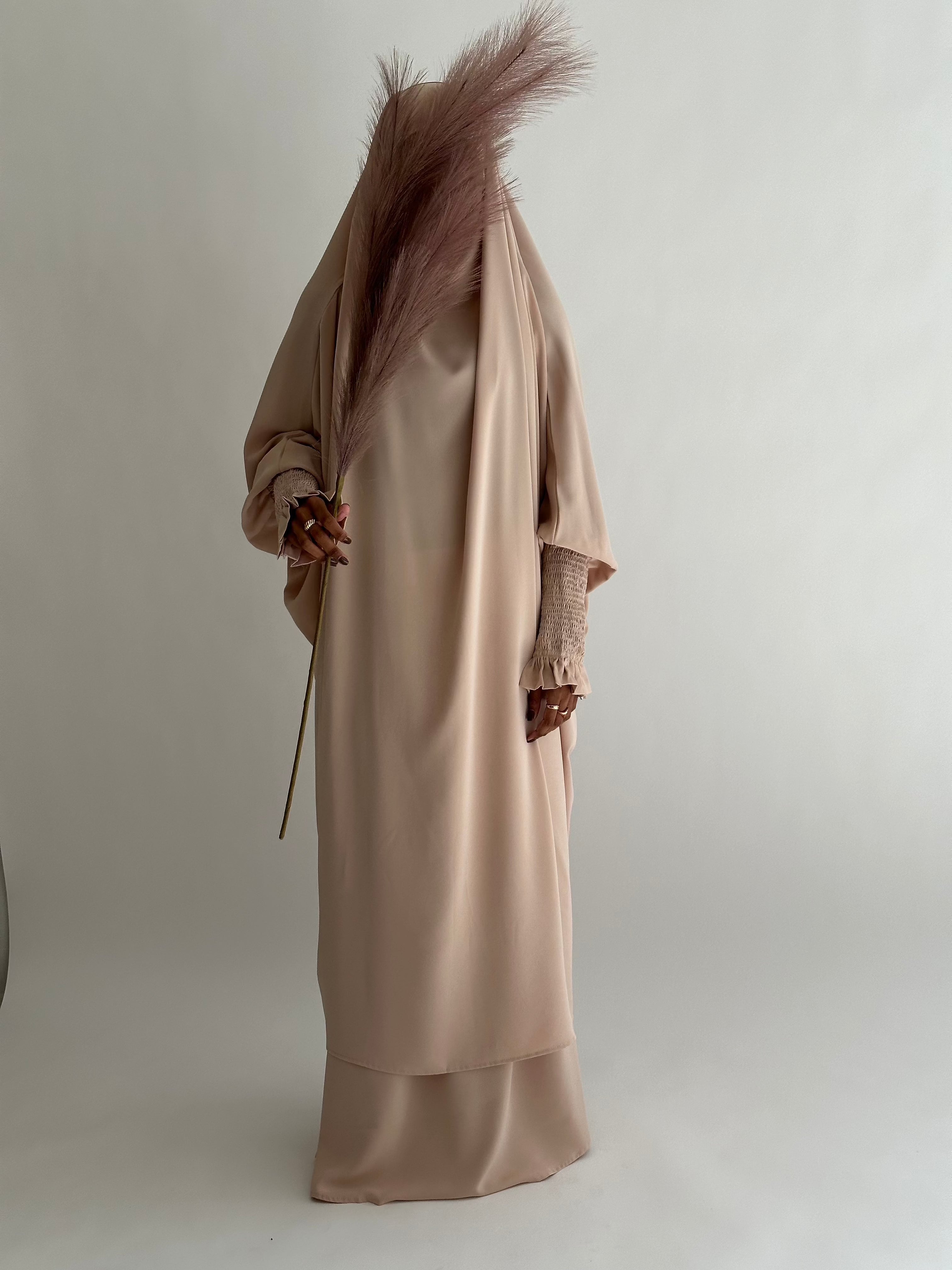 Premium 2-Piece Medina Jilbab in Cream - Modest Muslim Prayer Dress for Women, Perfect for Daily Wear & Islamic Occasions