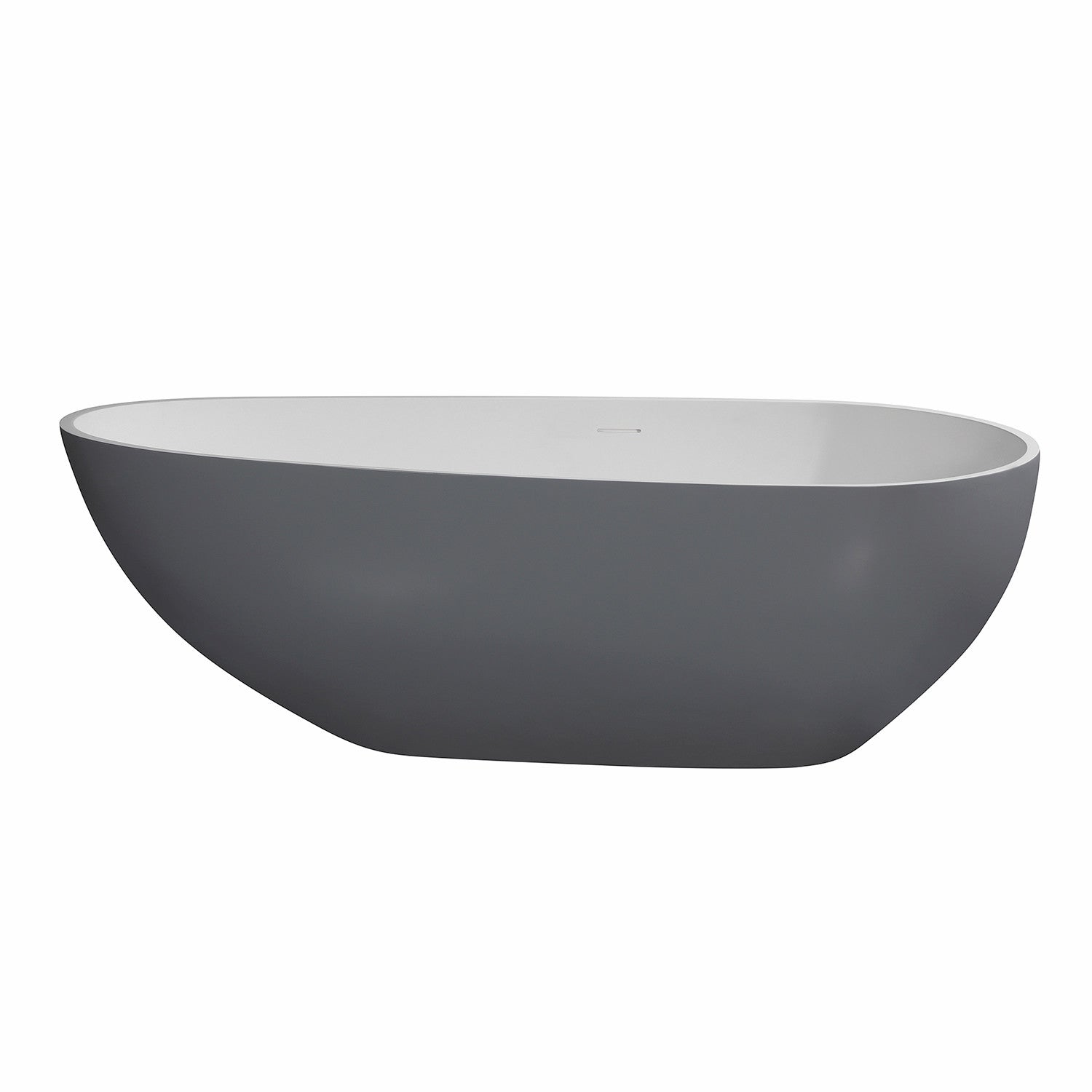 Arcticstone VRTOV713422WG 72 Inch Freestanding Acrylic Bathtub - Double Ended Egg Shape with Drain, Glossy White & Matte Gray - Perfect for Modern Bathroom, Spa Retreat, Luxury Home Renovation